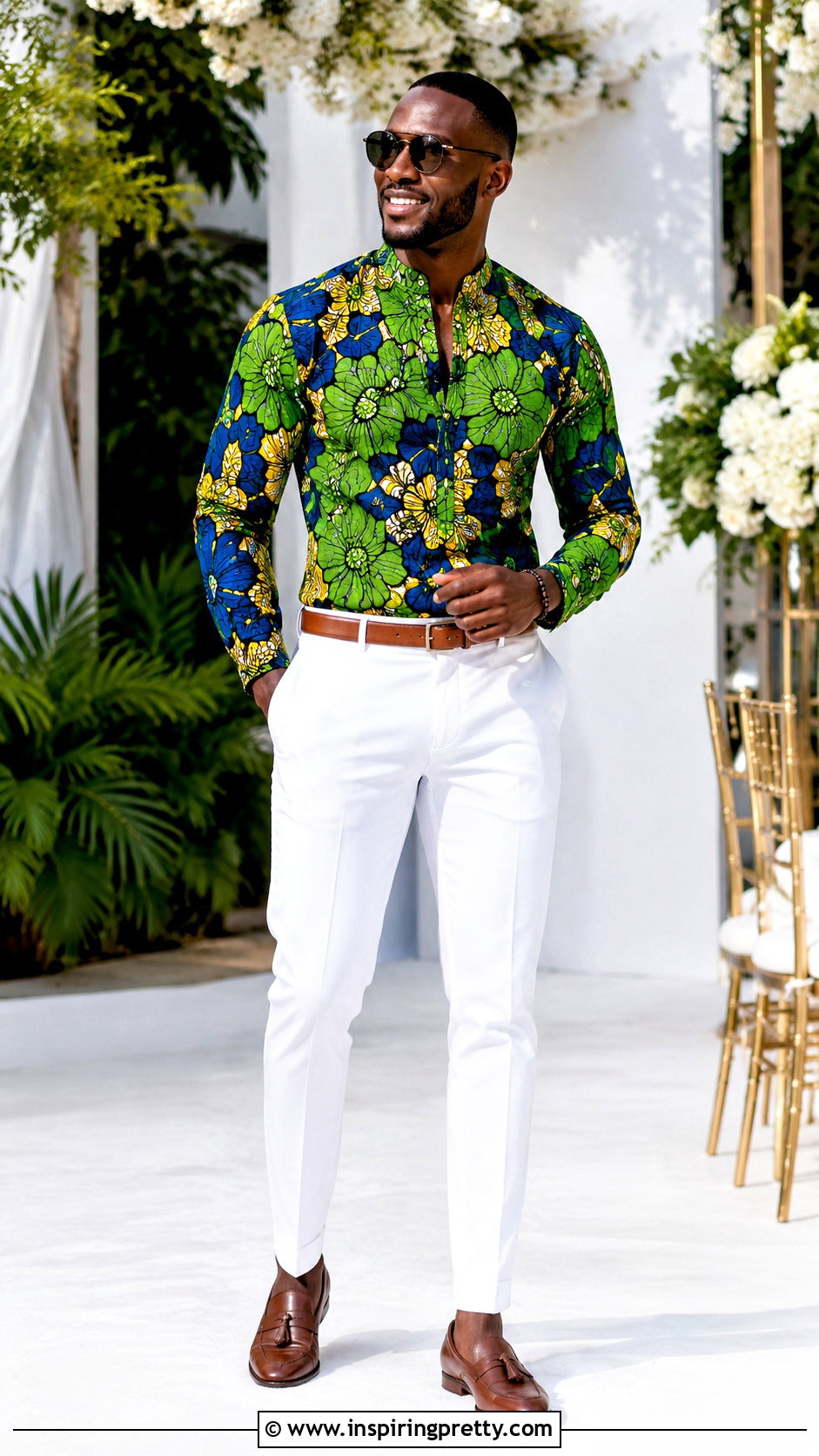 Ankara Top With White Pants - 20 men ankara top outfit ideas