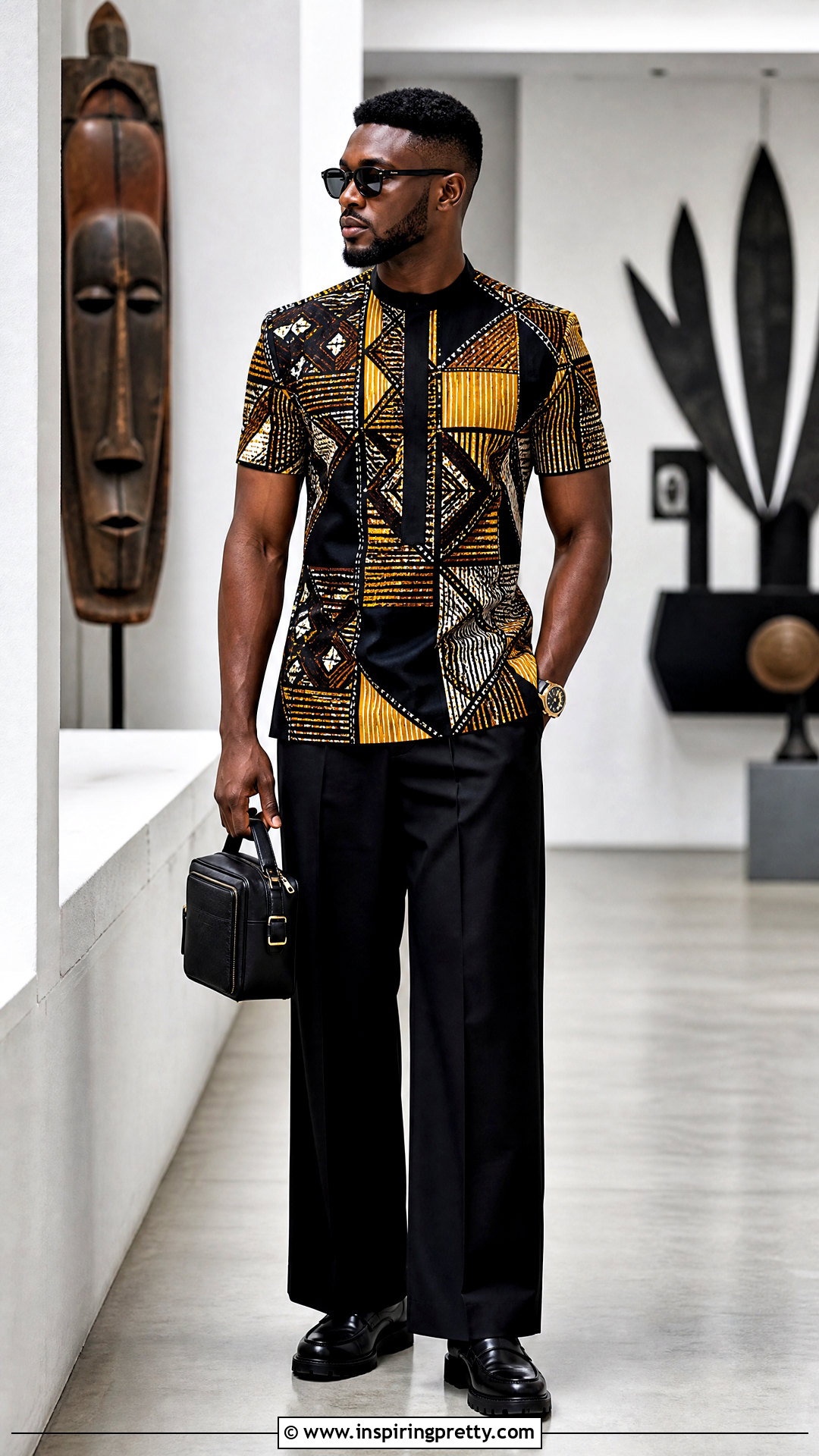 Ankara Top With Wide Leg Trousers - 50 ankara top for men outfit ideas