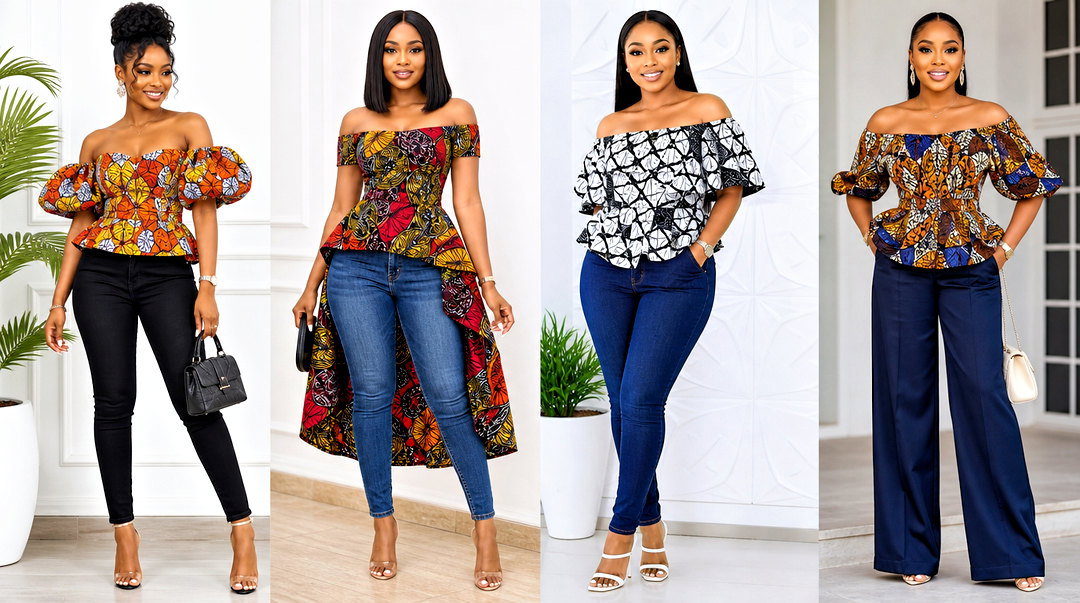 20 Ankara Tops With Jeans Off Shoulder Outfits to Inspire