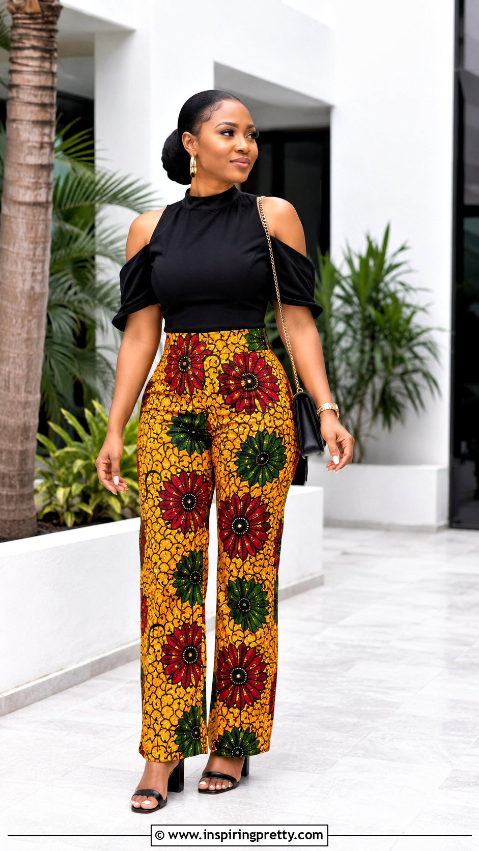 Ankara Trousers And Cold Shoulder Top - 50 ankara trousers and top for women