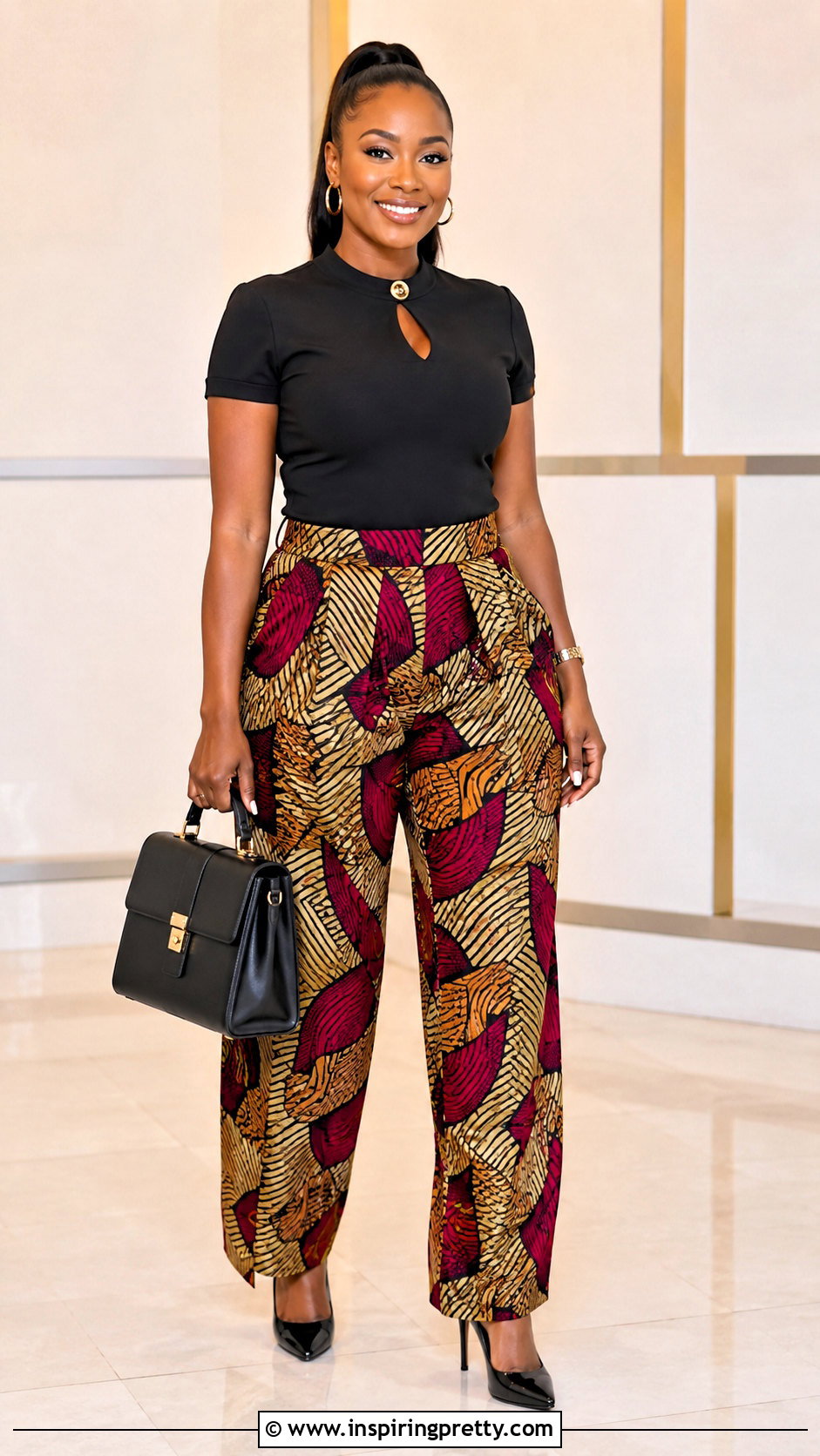 Ankara Trousers And Keyhole Neck Top - 50 ankara trousers and top for women