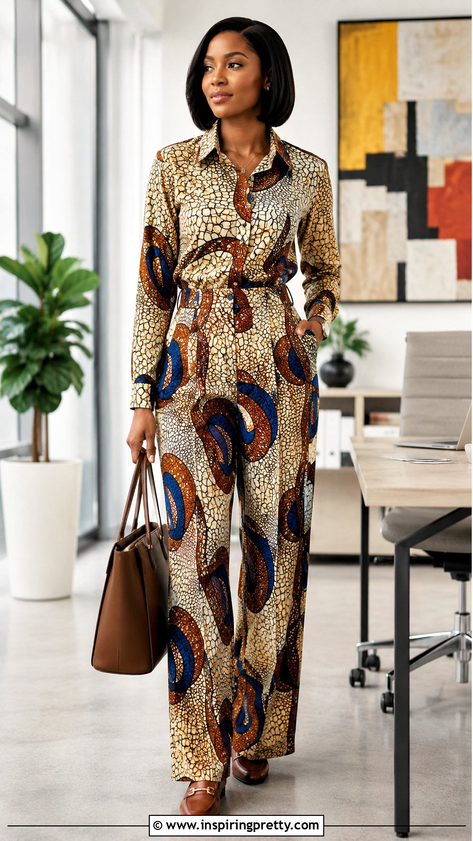 Ankara Trousers And Shirt Collar Top - 50 ankara trousers and top for women