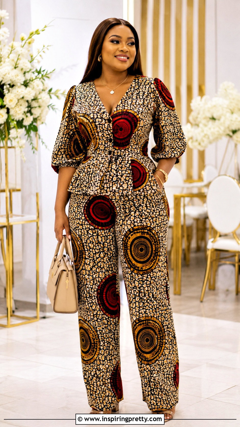 Ankara Trousers And V Neck Top - 50 ankara trousers and top for women