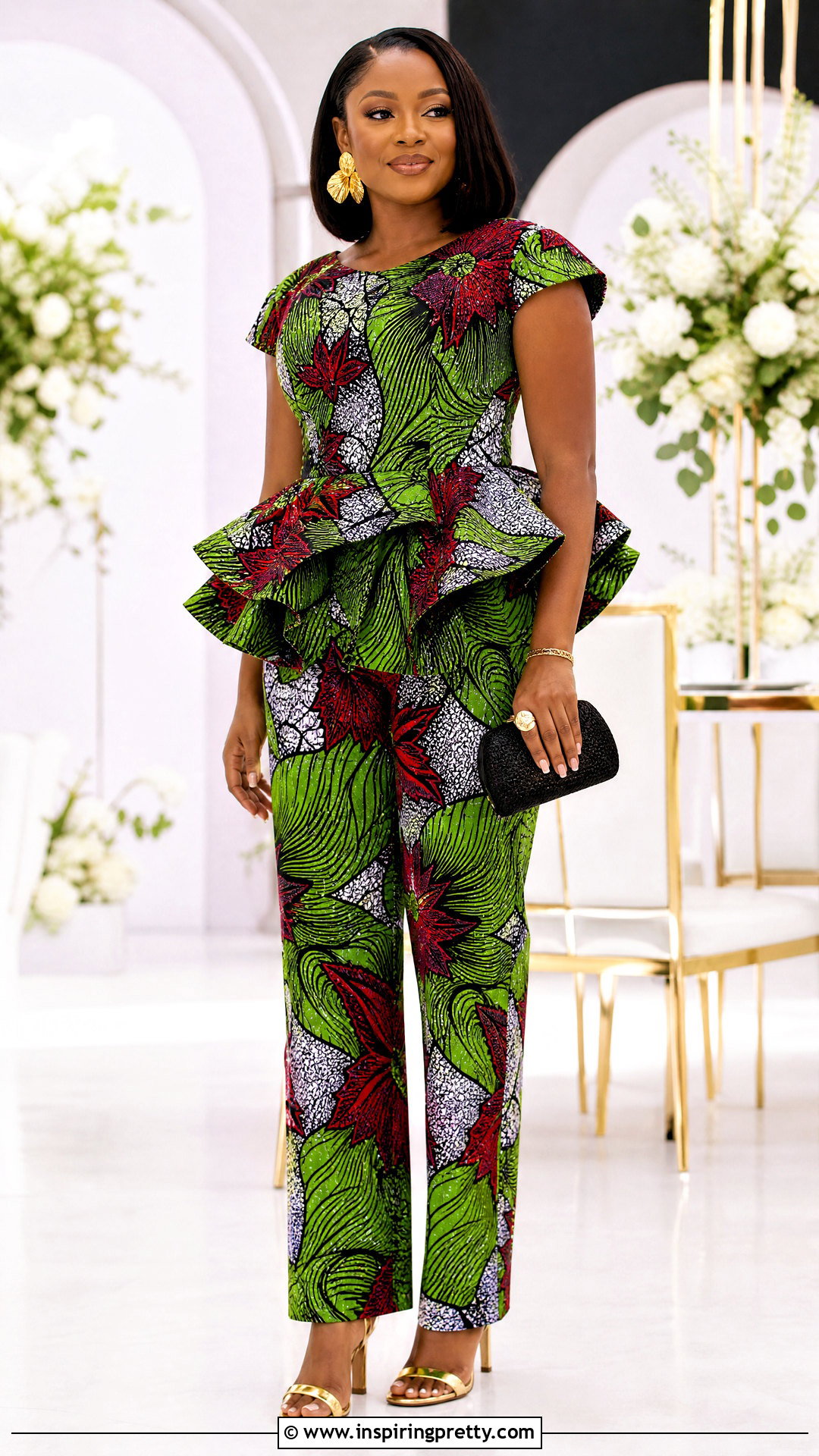 Ankara Trousers With Matching Peplum Top - 50 trouser and top for ladies