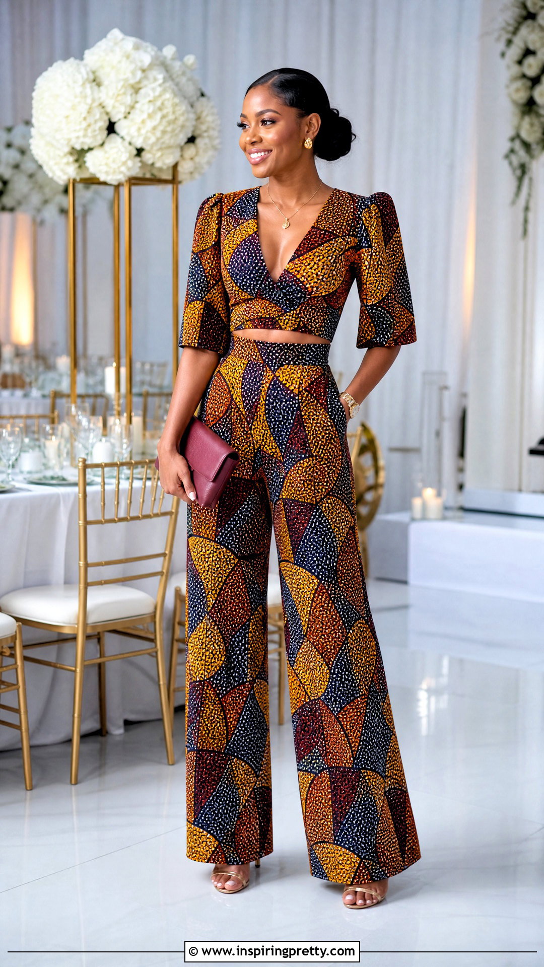 Ankara V Neck Crop Top And Palazzo Pants - 50 ankara crop top and palazzo pants
