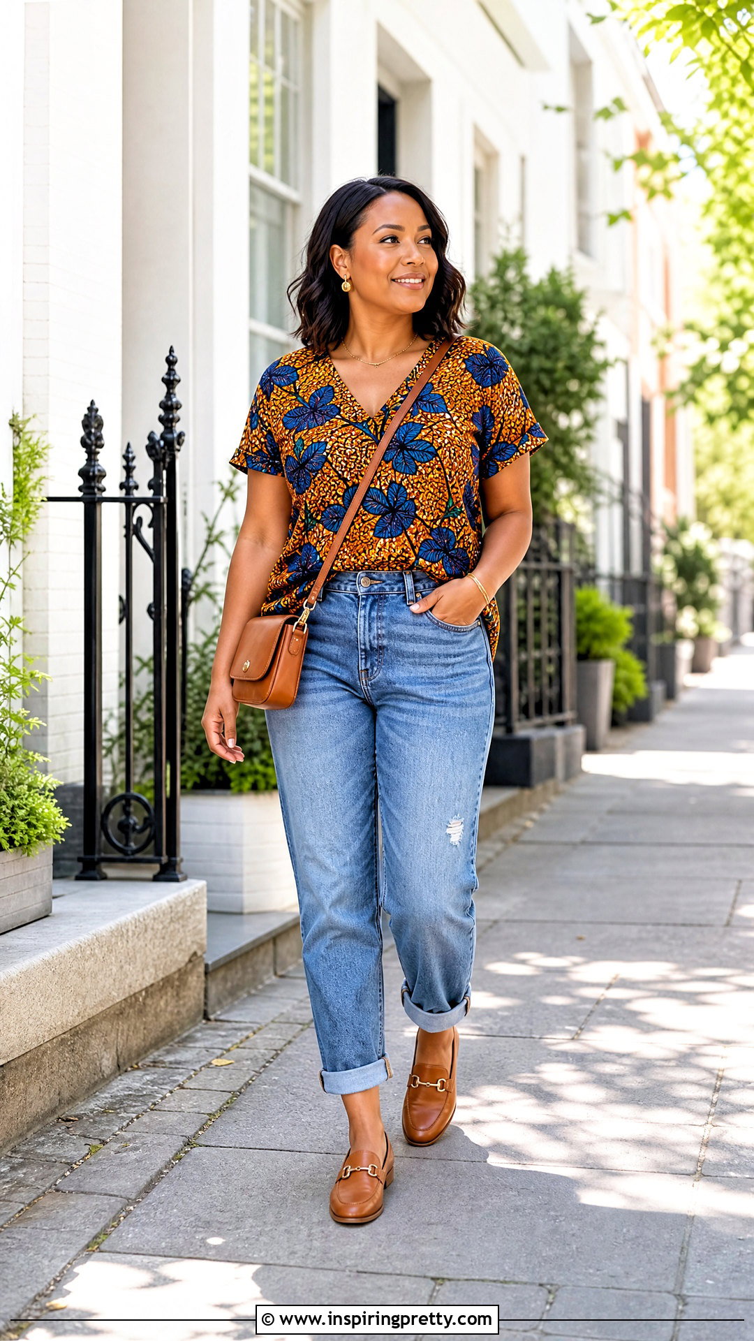 Ankara V Neck Top With Boyfriend Jeans - 50 ankara top styles for jeans
