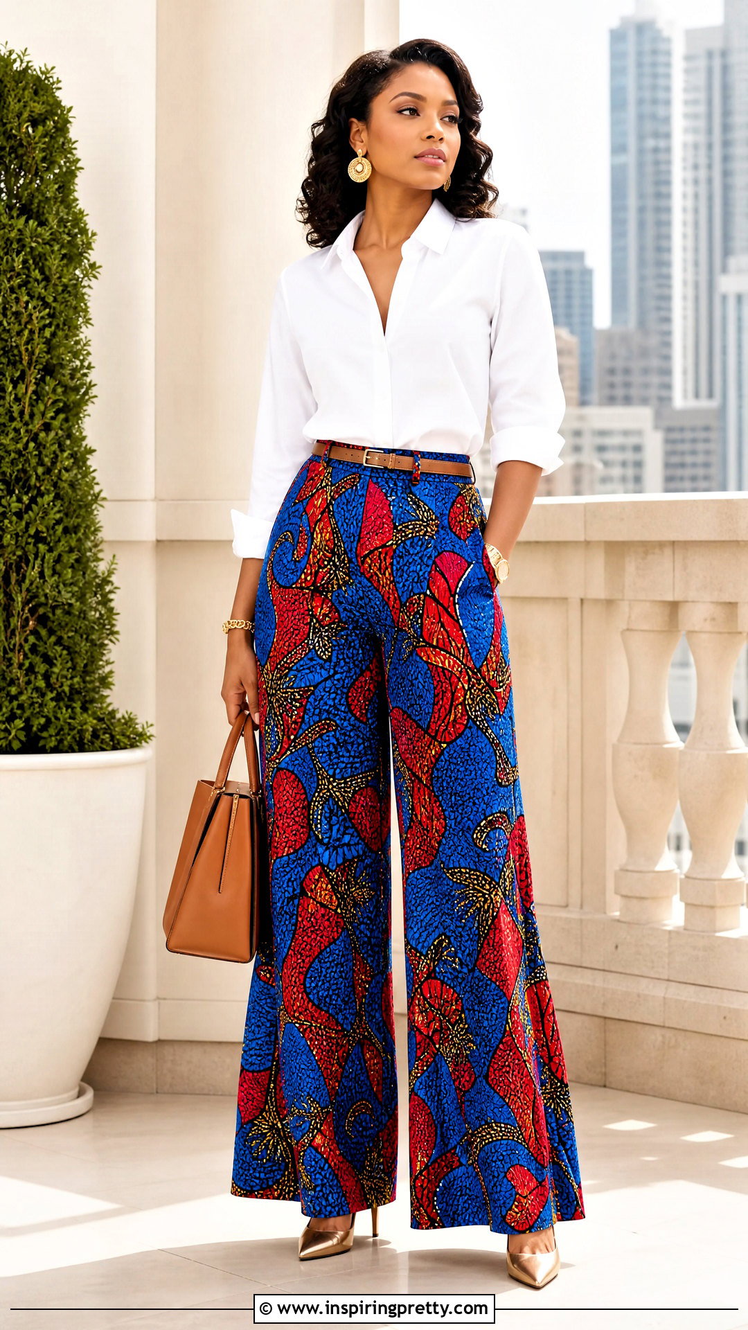 Ankara White Shirt With Palazzo Trousers - 50 trouser and top ankara styles
