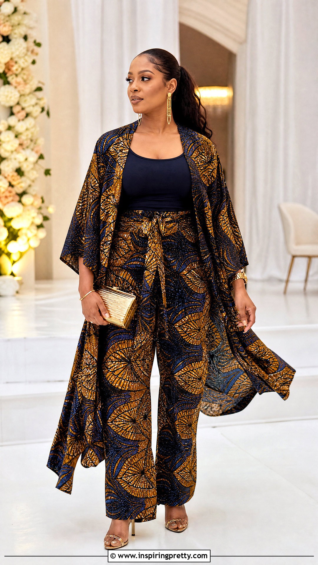 Ankara Wide Leg Trousers And Kimono Top Outfit - 20 ankara trouser and top for women outfits