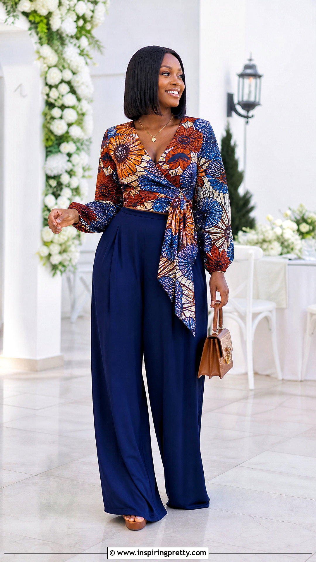 Ankara Wrap Top With Palazzo Pants - 50 cute ankara tops outfit ideas