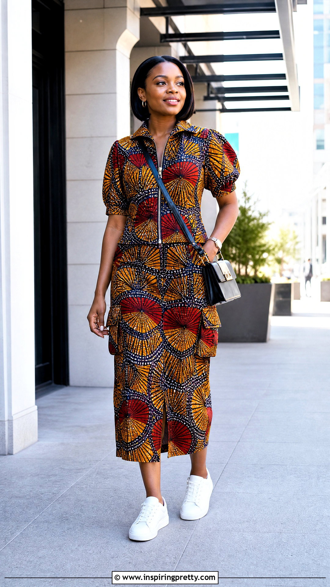 Ankara Zip Front Top And Cargo Skirt - 50 Skirt And Top Ankara Styles