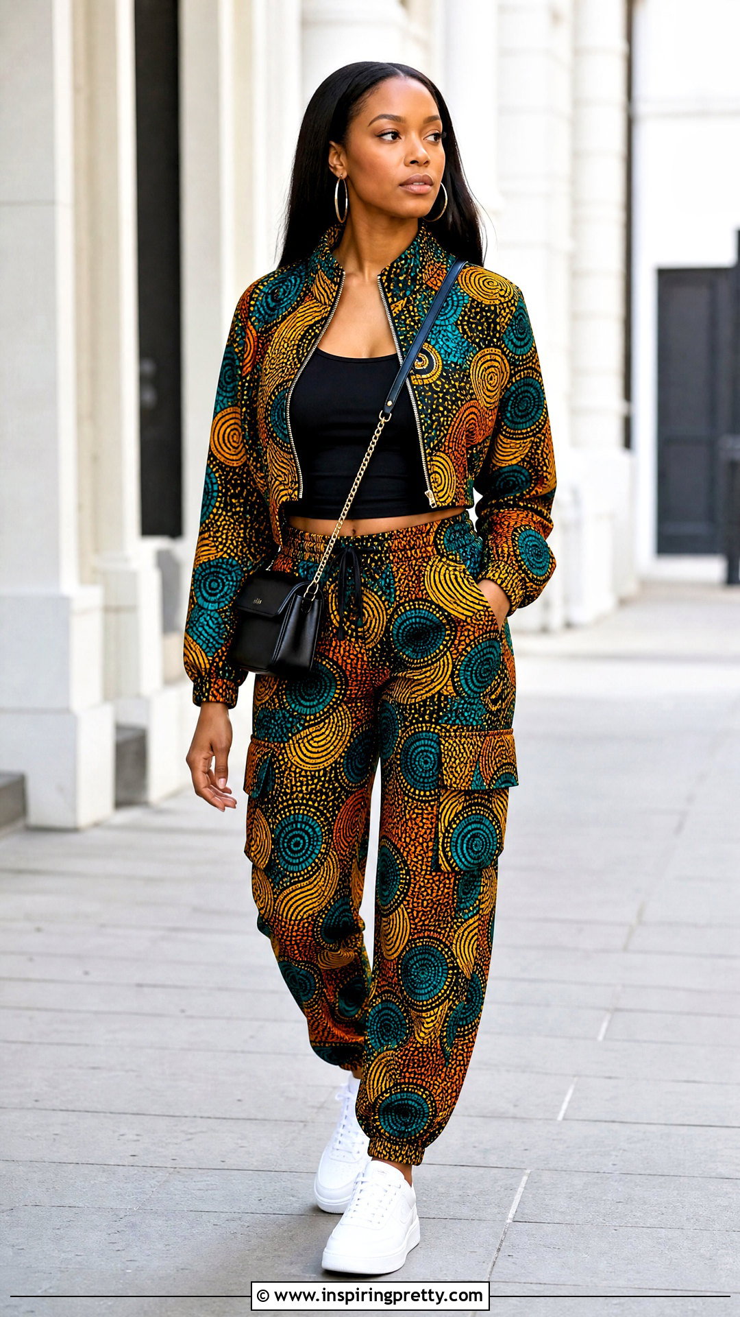 Ankara Zip Front Top With Cargo Trousers - 50 trouser and top ankara styles