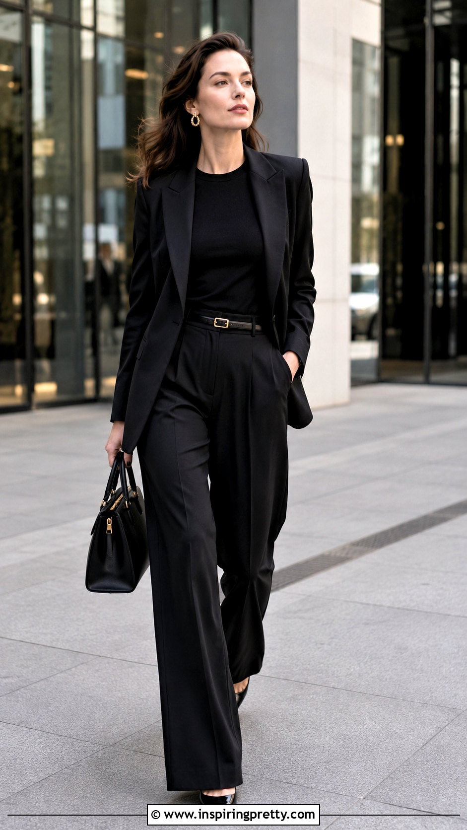 Anne Hathaway Black Blazer And Wide Leg Trousers Outfit - 20 anne hathaway top outfit ideas