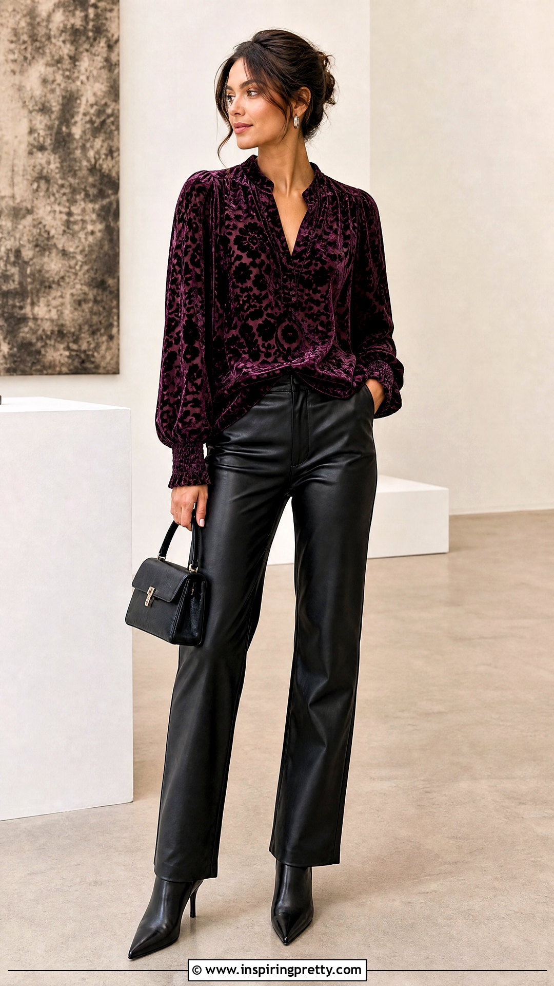 Anthropologie Velvet Top With Faux Leather Pants - 20 anthropologie velvet top outfit ideas