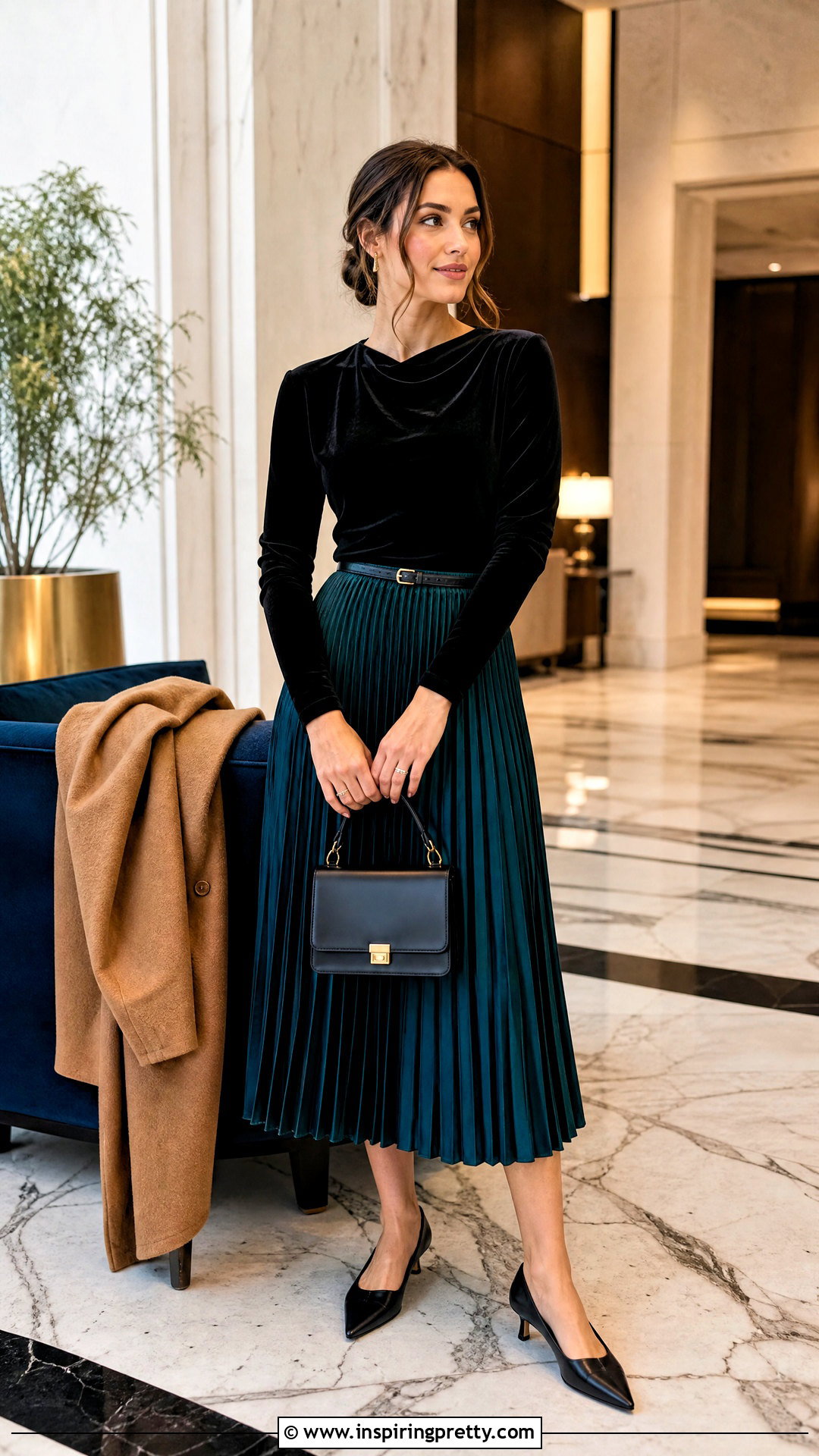 Anthropologie Velvet Top With Pleated Midi Skirt - 20 anthropologie velvet top outfit ideas