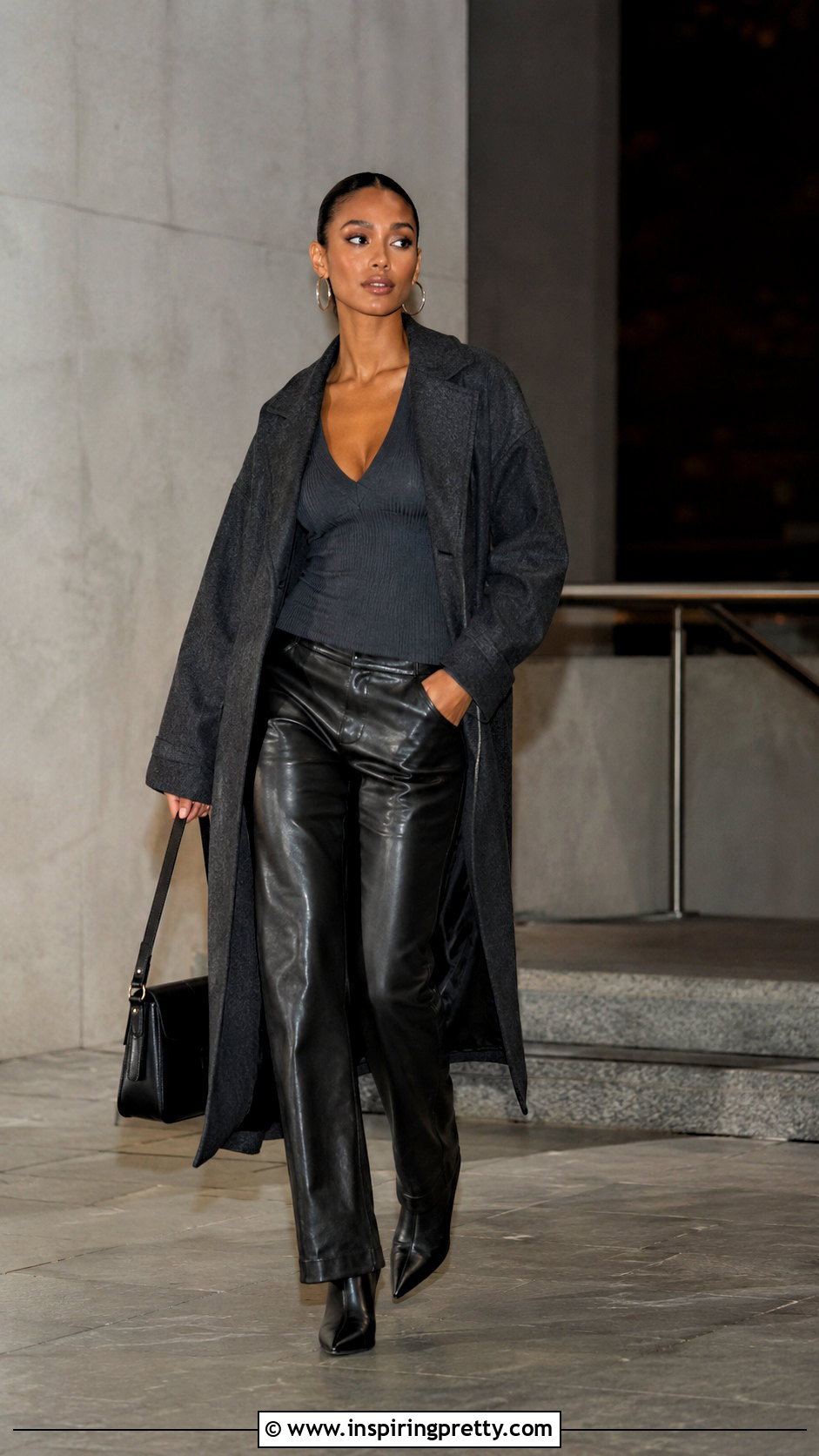 Apple Bottom Long Sleeve Top With Leather Pants - 20 Apple Bottom Tops outfit ideas