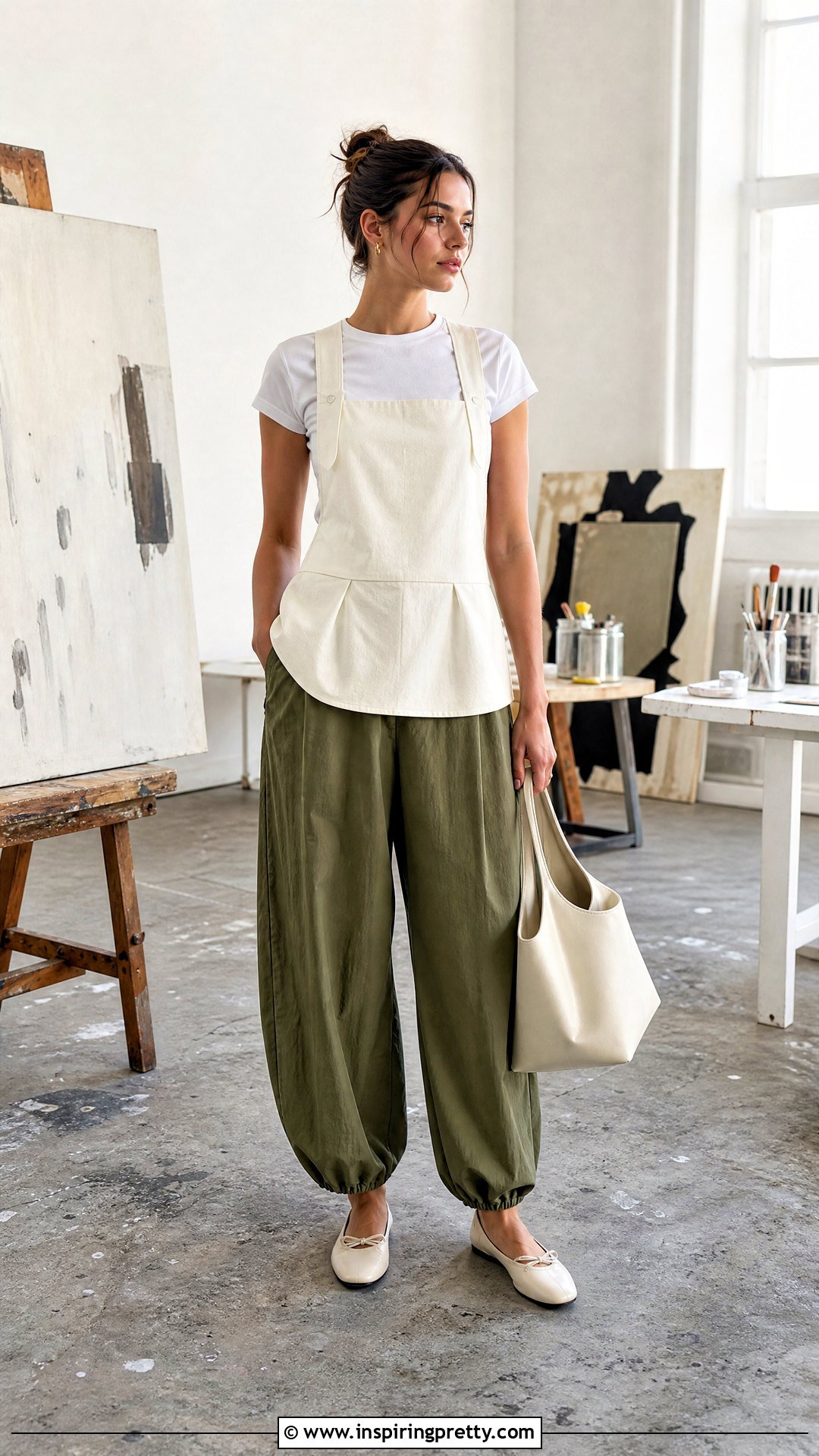 Apron Top With Balloon Pants - 50 cute tops aesthetic ideas