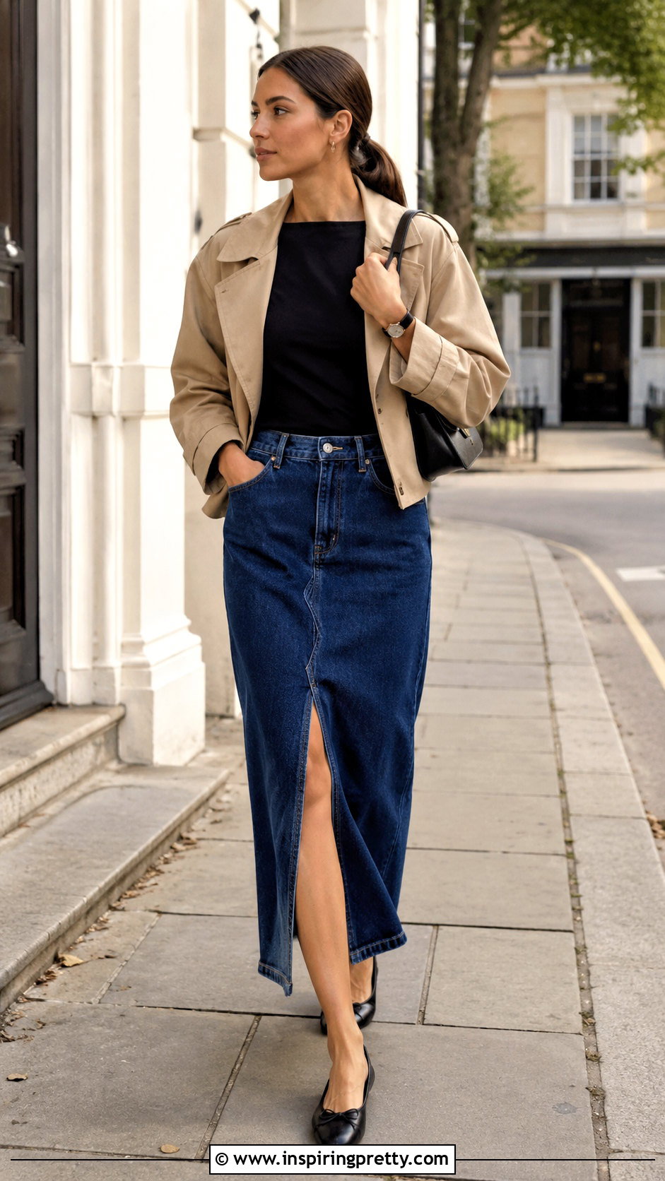 Aritzia Boatneck Top With Denim Midi Skirt - 20 best aritzia tops outfit ideas