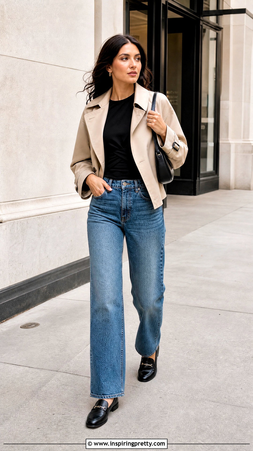 Aritzia Contour Twist Top With A Cropped Trench And Jeans - 25 aritzia contour twist top outfit ideas