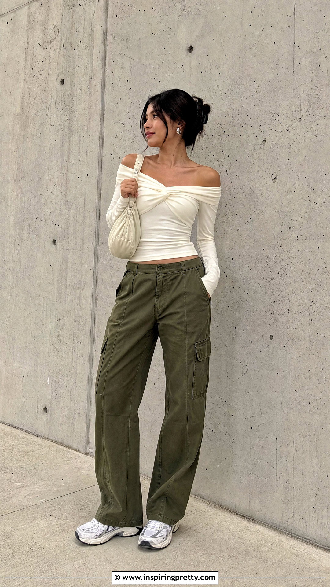 Aritzia Contour Twist Top With Cargo Pants - 25 aritzia contour twist top outfit ideas