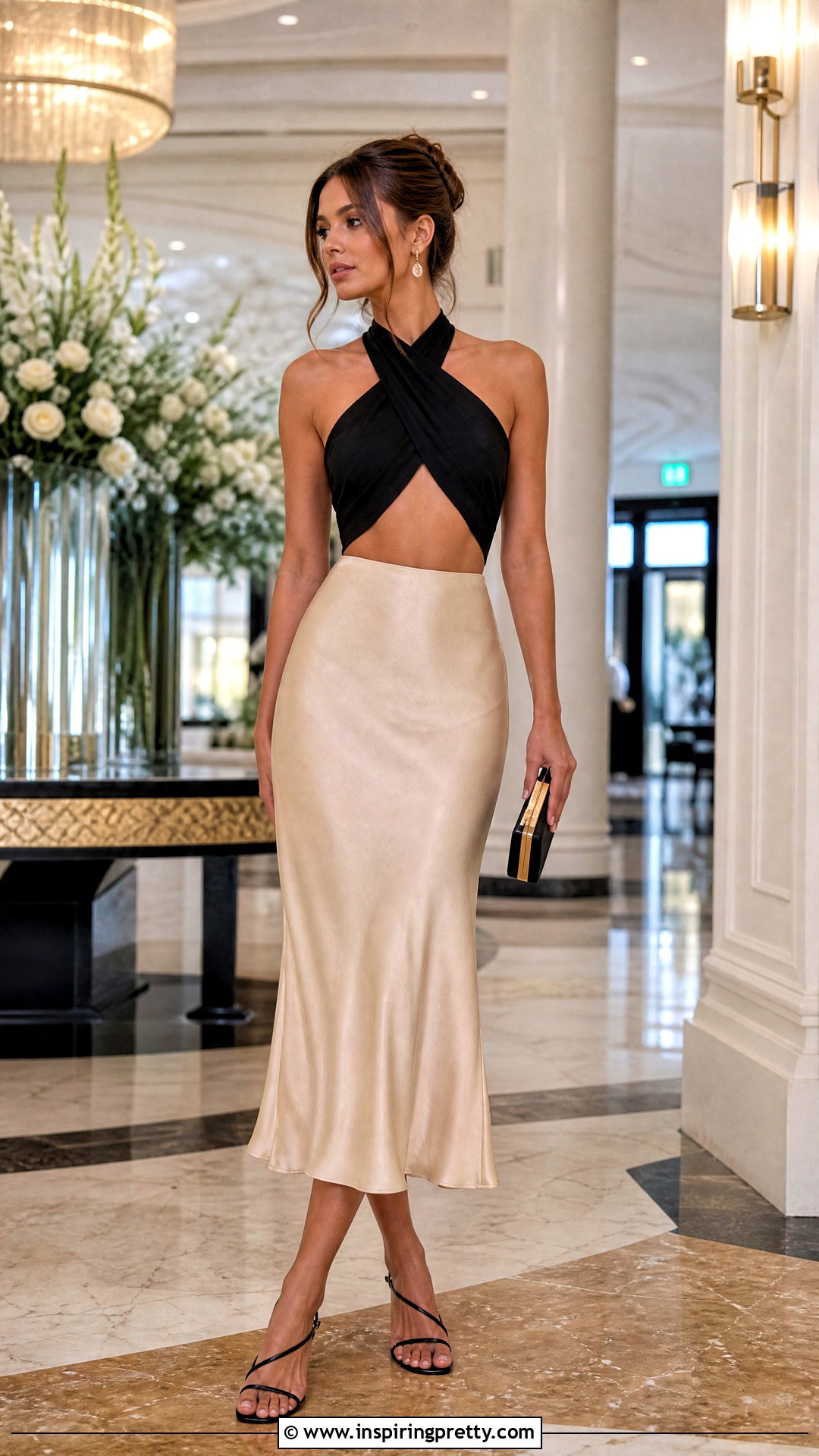Aritzia Criss Cross Top With Satin Midi Skirt - 20 aritzia criss cross top outfit ideas