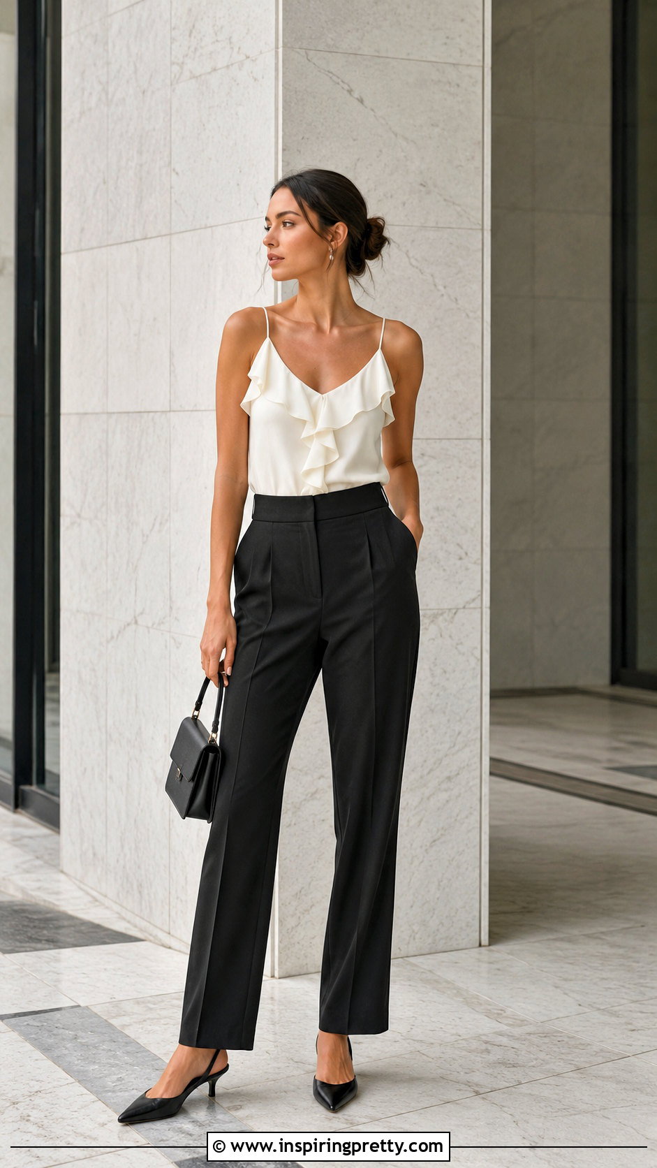 Aritzia Eminence Top With Black Tailored Trousers - 25 aritzia eminence top outfit ideas