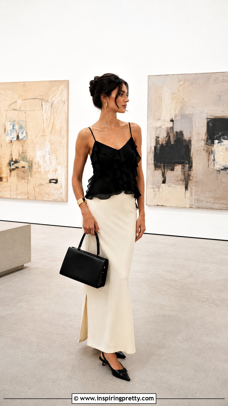 Aritzia Eminence Top With Cream Column Skirt - 25 aritzia eminence top outfit ideas