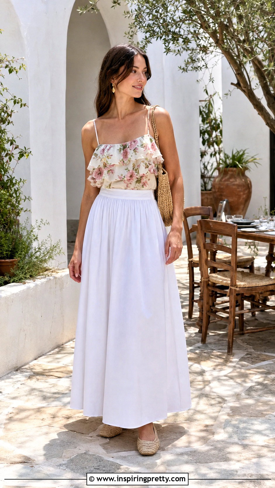 Aritzia Eminence Top With White Maxi Skirt - 25 aritzia eminence top outfit ideas