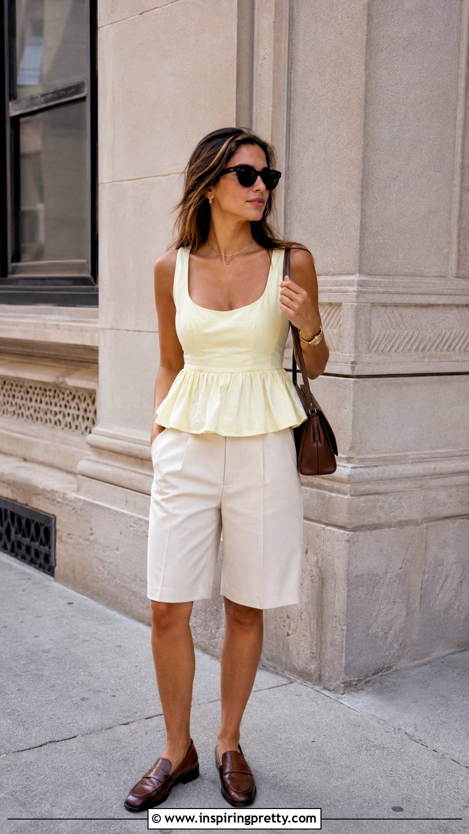 Aritzia Martine Top With Bermuda Shorts And Loafers - 20 aritzia martine top outfit ideas
