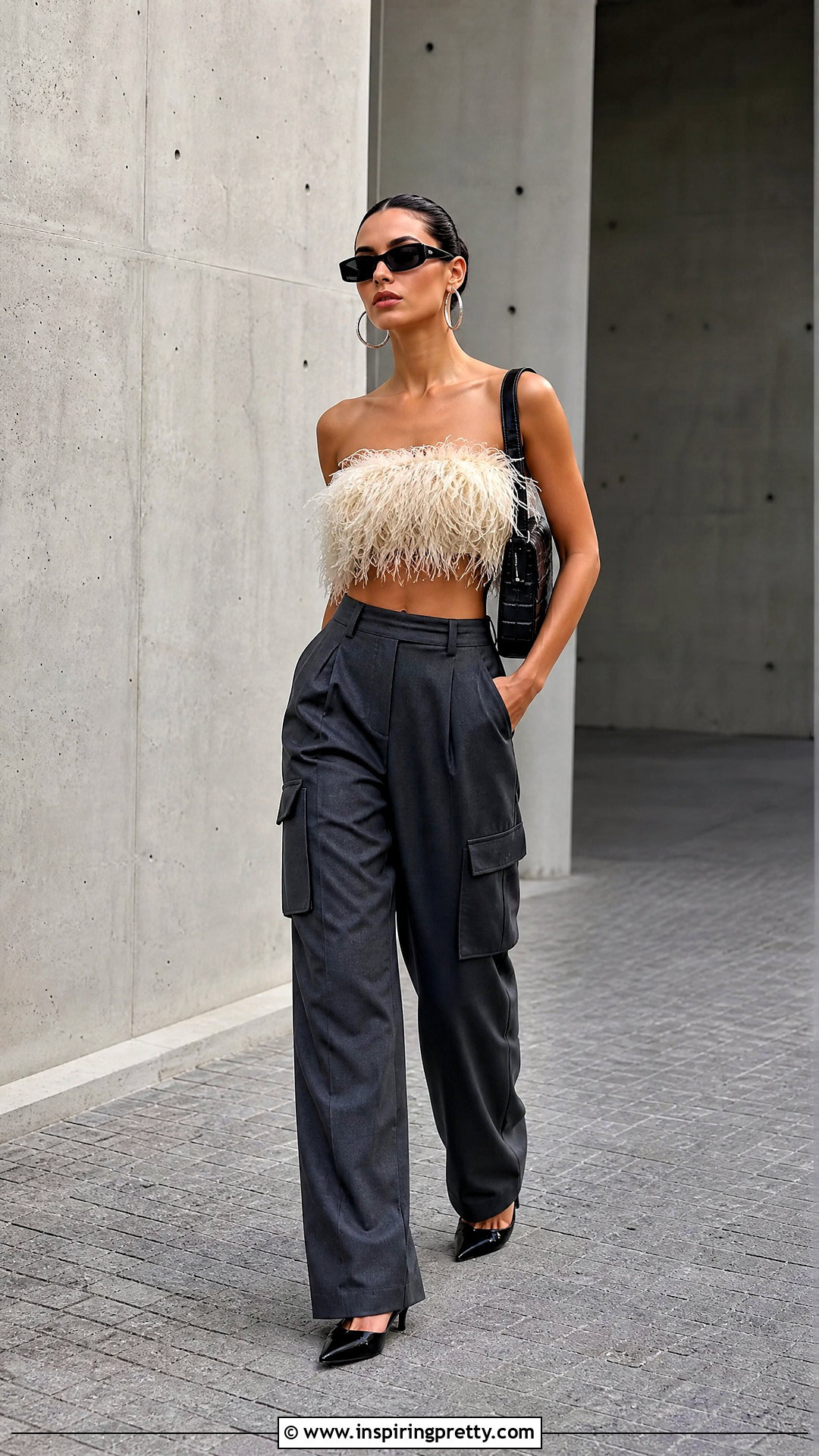 Arlington Feather Top With Cargo Pants - 20 16arlington feather top outfit ideas
