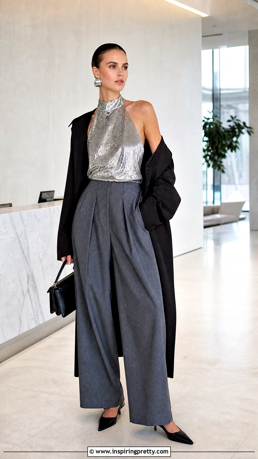 Arlington Sequin Top With Gray Tailored Trousers - 20 16Arlington Sequin Top outfit ideas