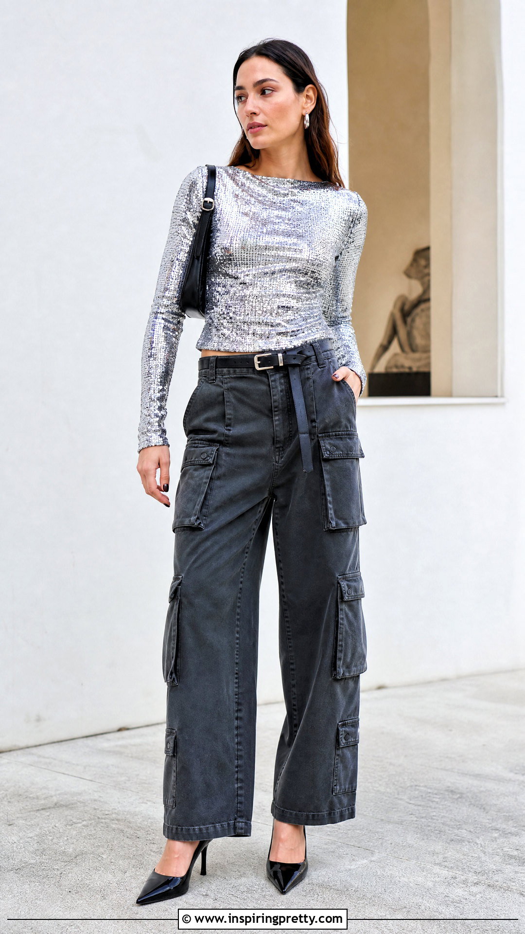 Arlington Sequin Top With Relaxed Cargo Pants - 20 16Arlington Sequin Top outfit ideas