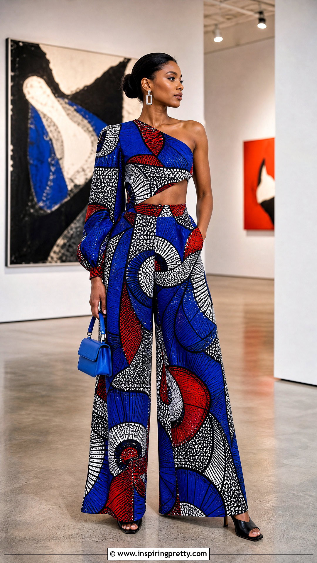Asymmetric Ankara Palazzo Trouser And Crop Top - 50 Ankara Palazzo Trouser And Crop Top outfit ideas