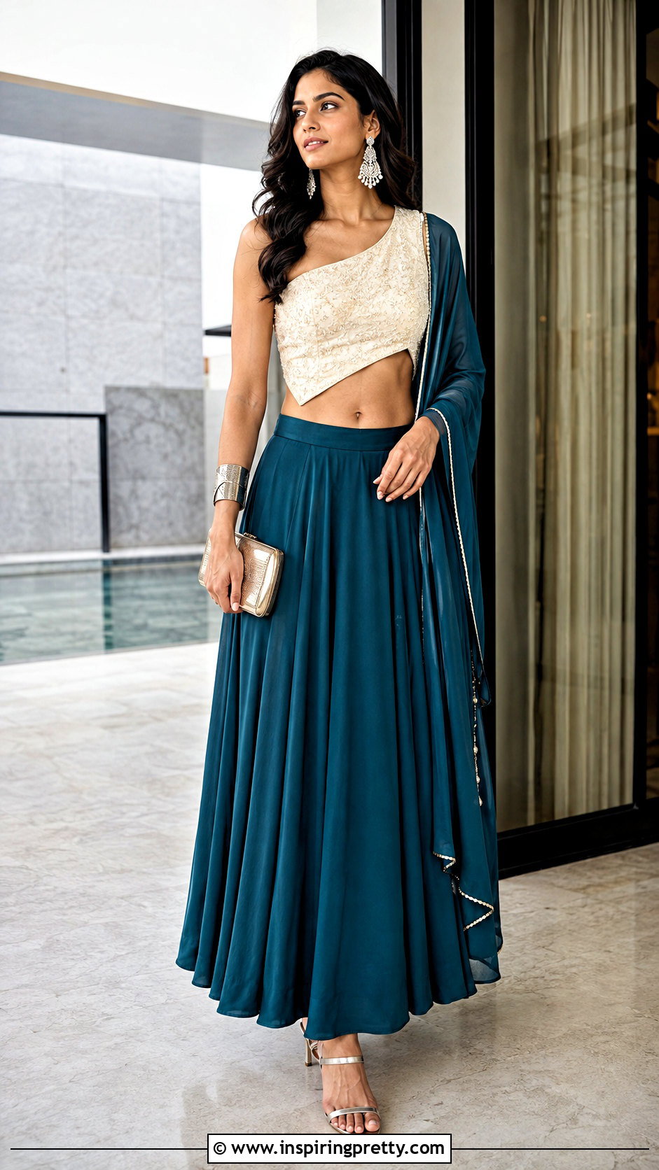 Asymmetric Crop Top Lehenga - 50 Modern Lehenga Designs Crop Tops outfit ideas