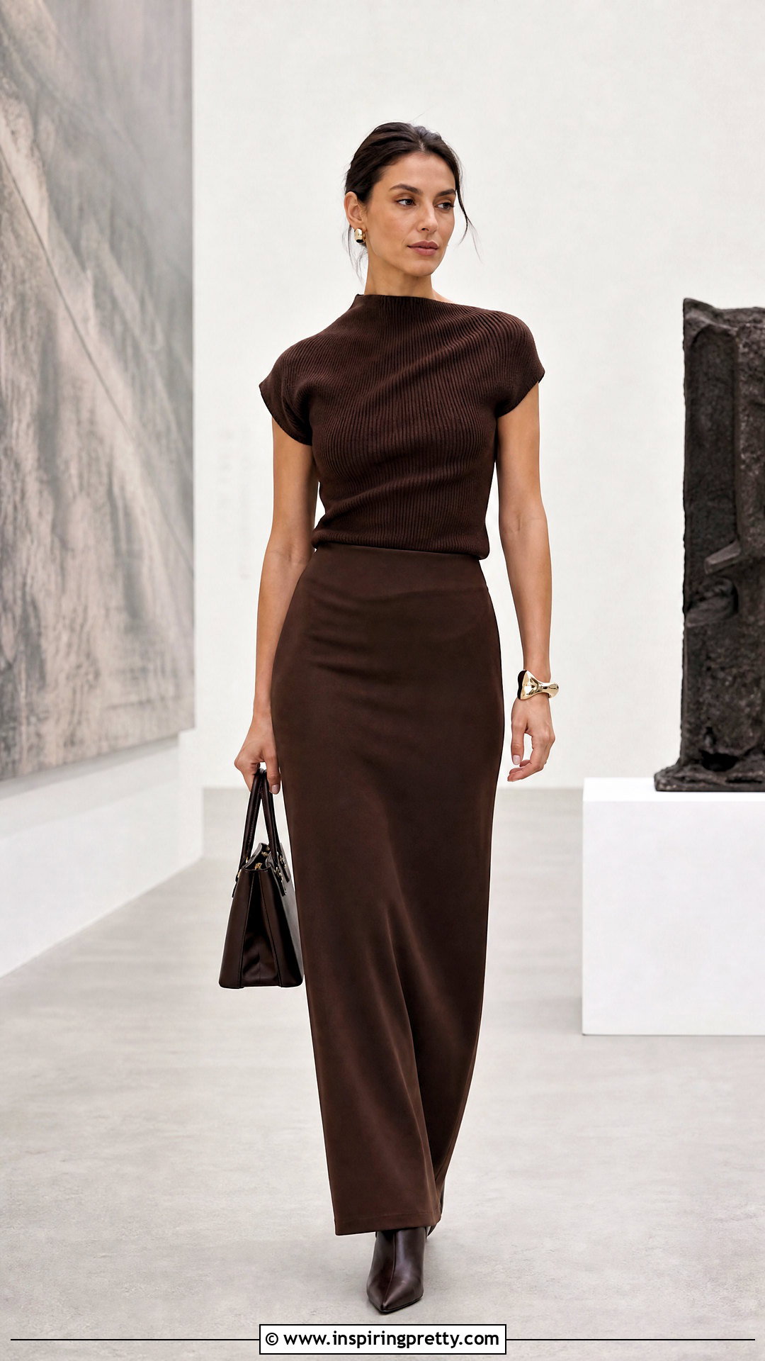 Asymmetric Knit Autumn Top With Maxi Skirt - 50 autumn tops outfit ideas