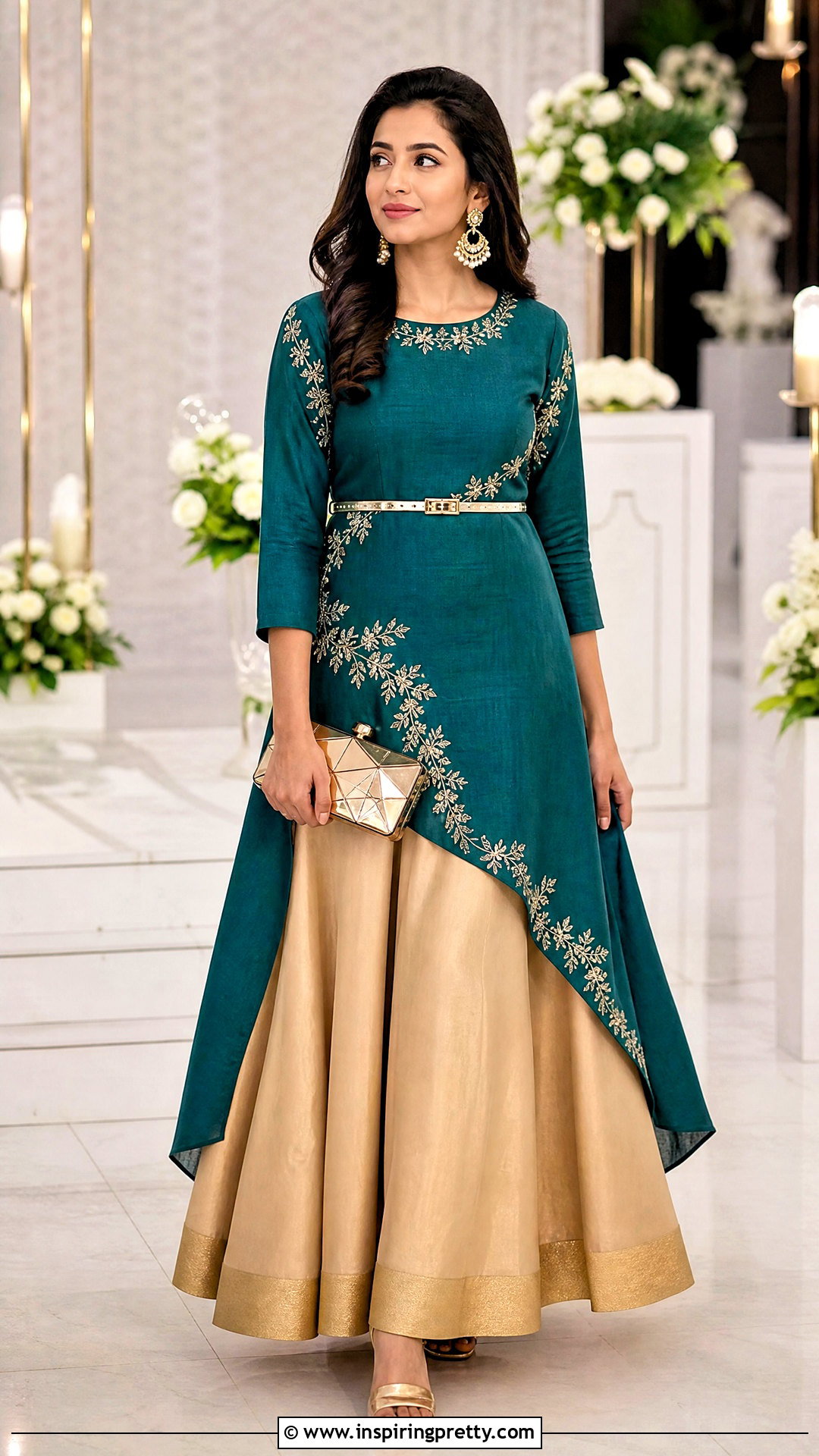 Asymmetric Kurti With Silk Skirt - 50 skirt top indian outfit traditional ideas
