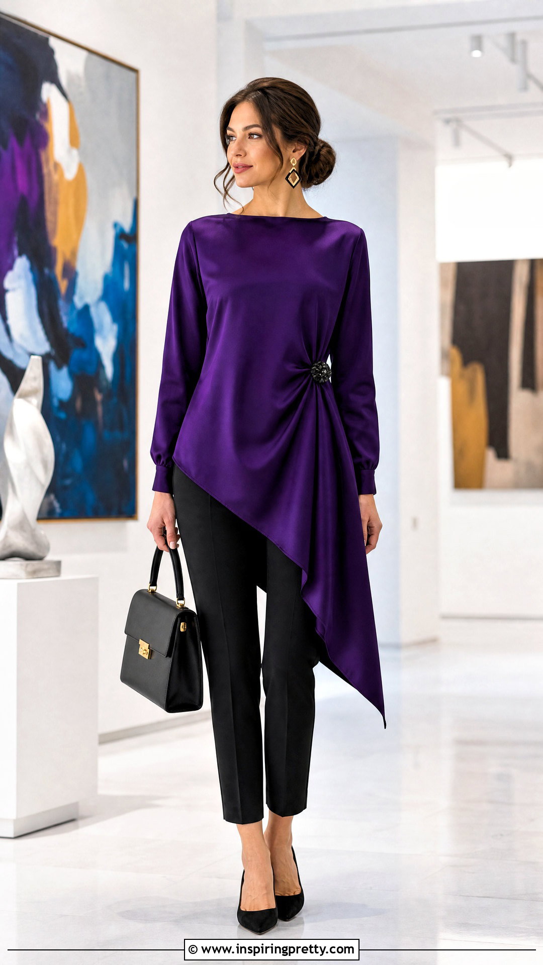 Asymmetric Long Top With Cigarette Pants - 50 long tops for women