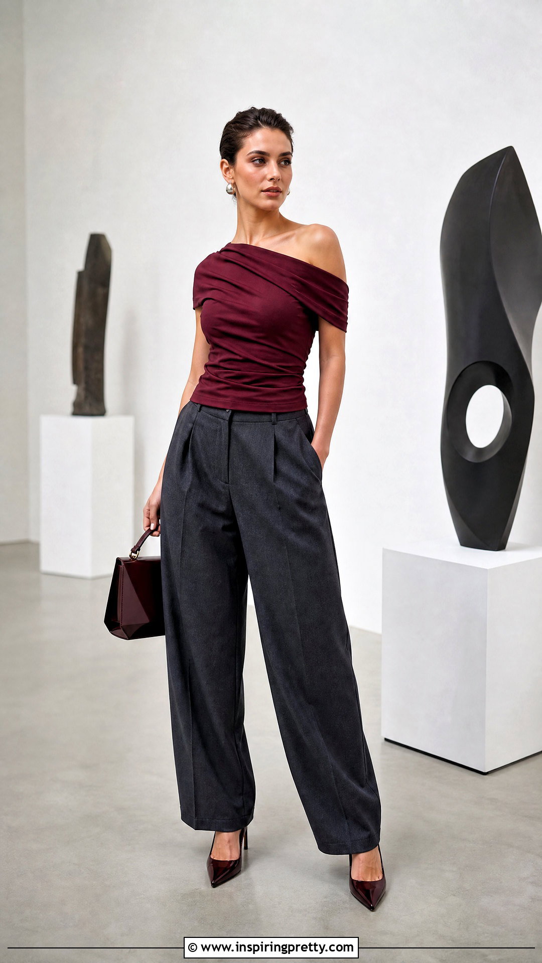 Asymmetric Off Shoulder Top With Barrel Pants - 50 off shoulder top outfit classy ideas