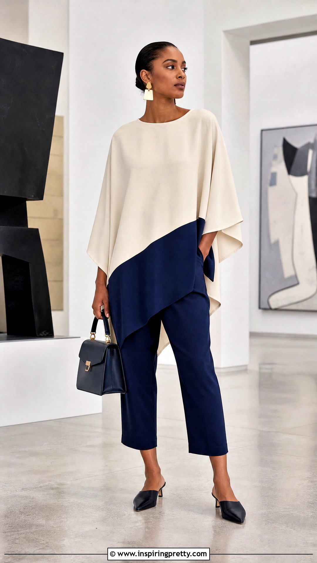 Asymmetrical Bubu Top With Cropped Pants - 50 bubu top style ideas