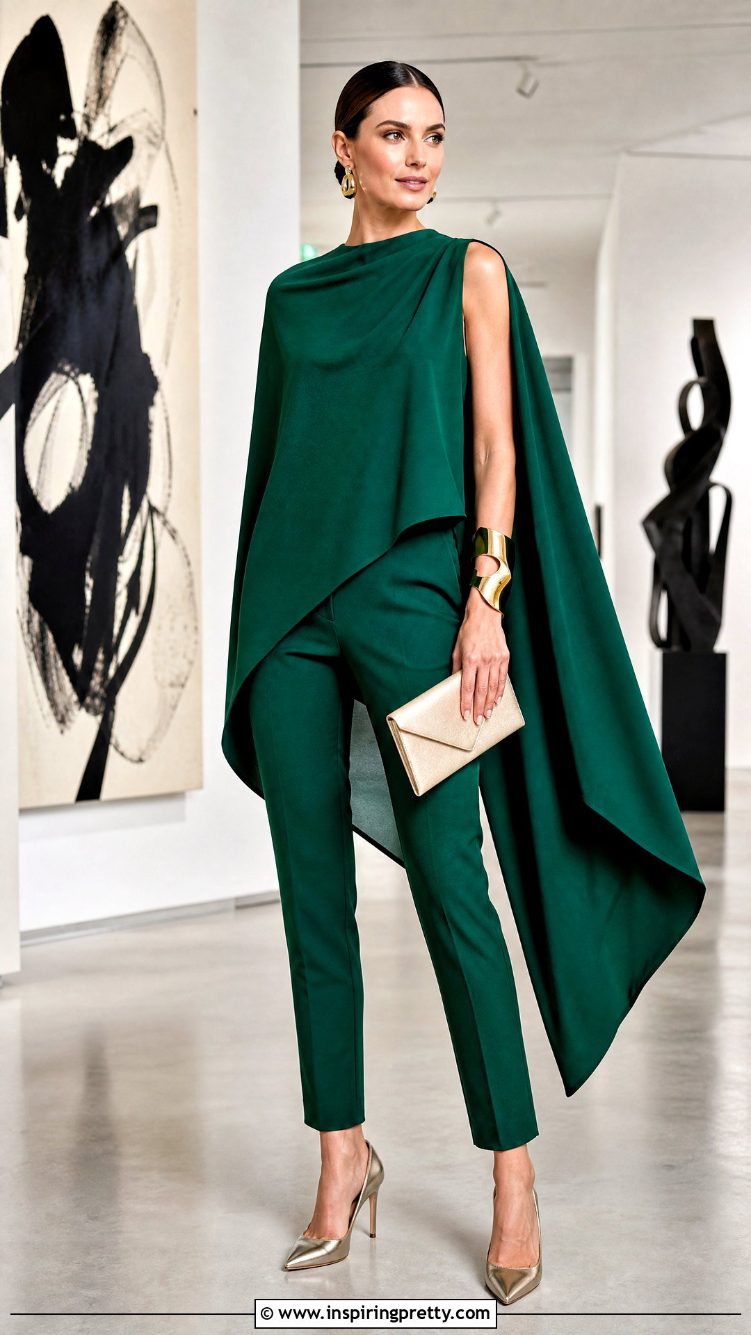Asymmetrical Cape Top With Slim Pants - 50 Cape Top outfit ideas