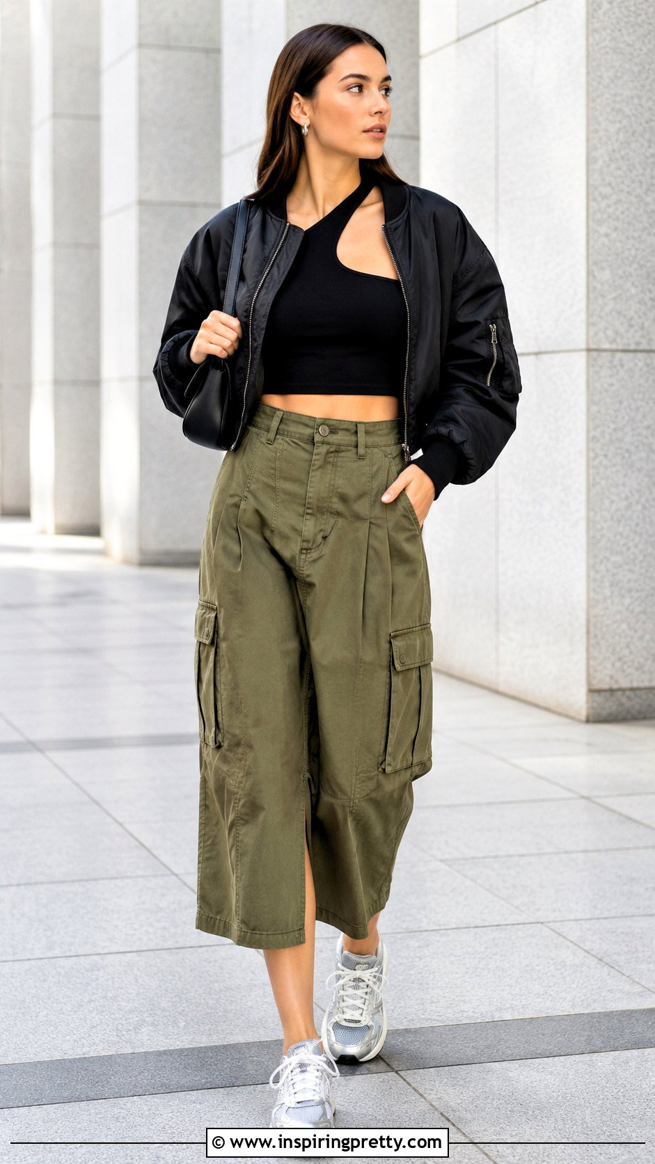 Asymmetrical Crop Top With Utility Skirt - 50 crop top ideas