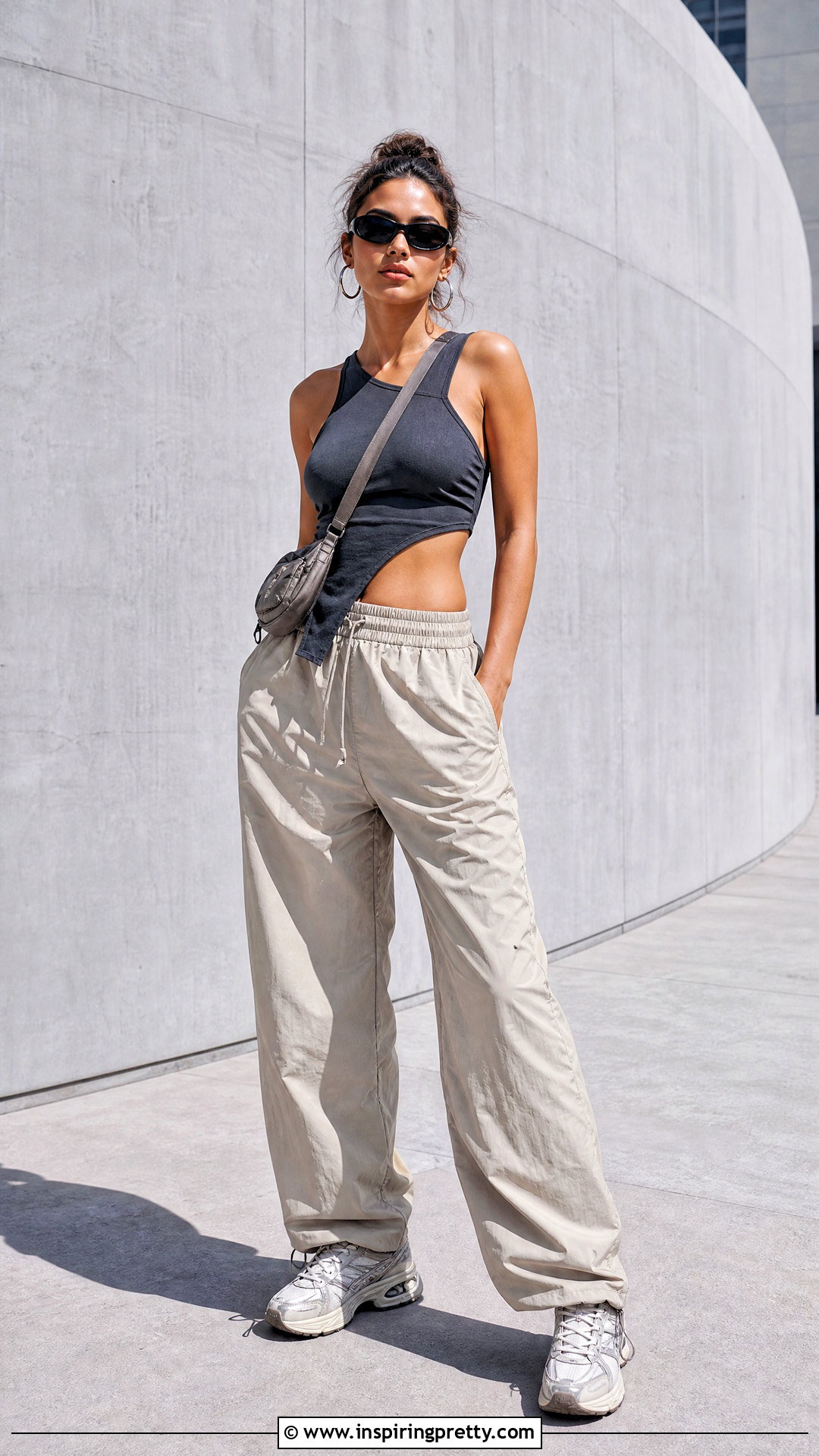 Asymmetrical DIY Cutout Top With Parachute Pants - 20 diy cutout top outfit ideas