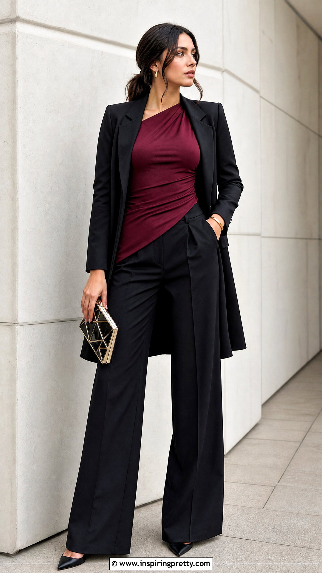 Asymmetrical Full Sleeve Top With Black Pants - 50 full sleeve top outfits