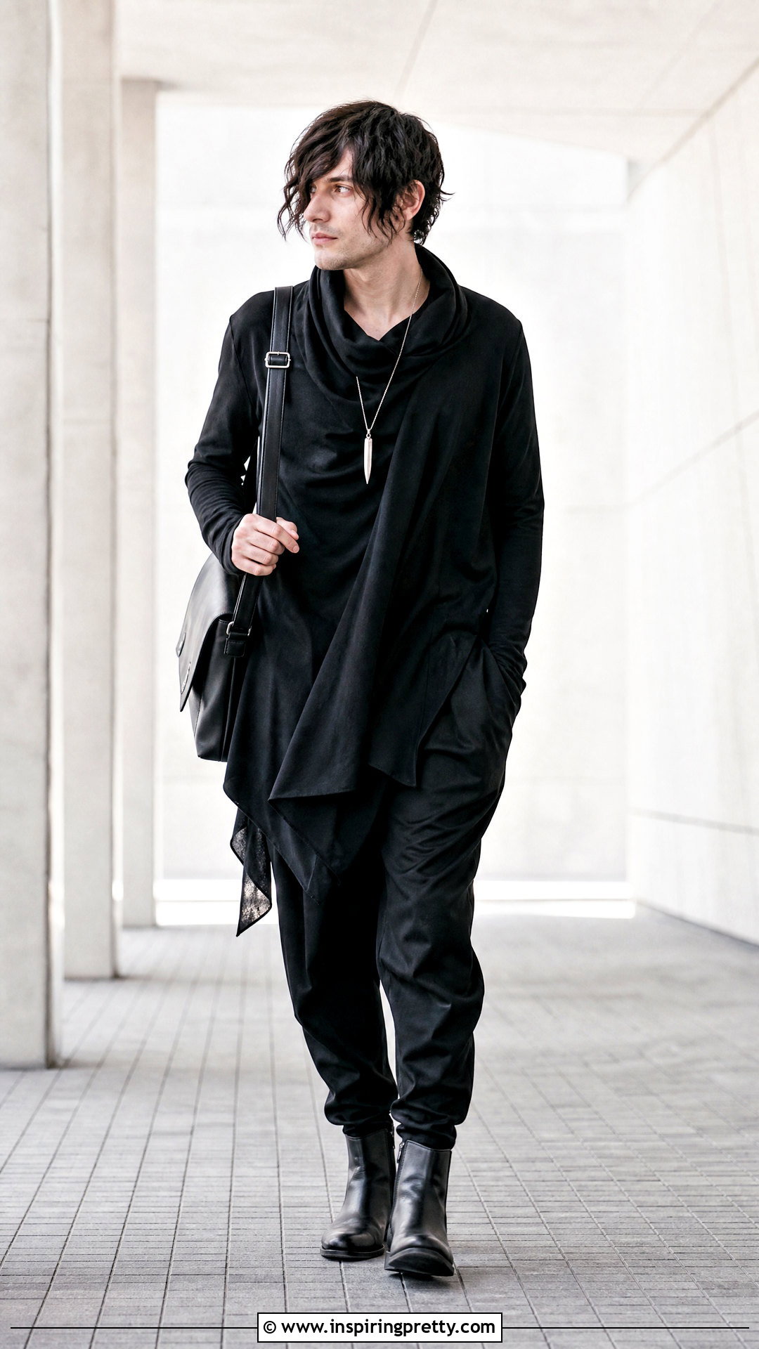 Asymmetrical Goth Top With Draped Pants - 25 goth tops men