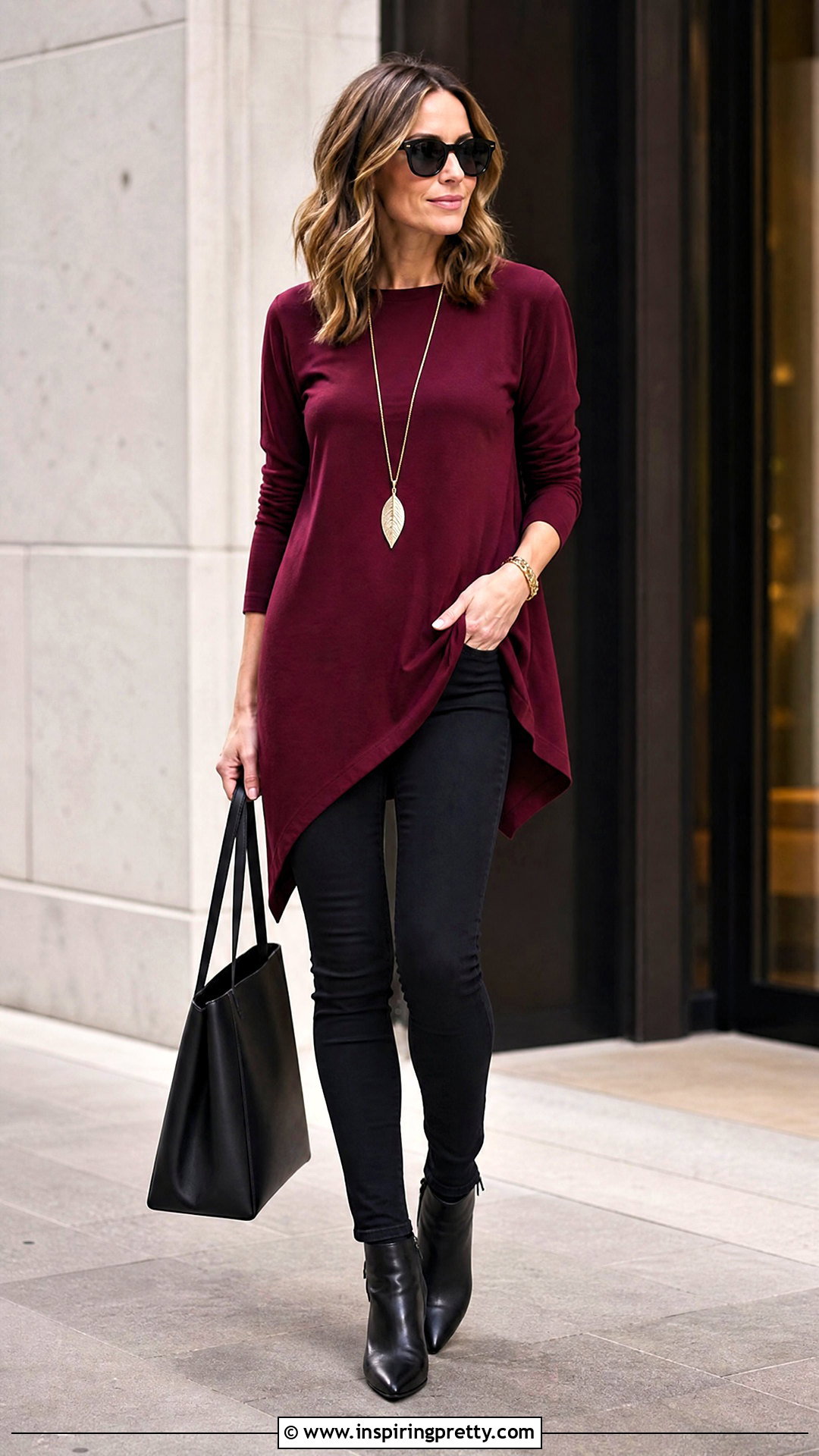Asymmetrical Hem Top With Skinny Jeans - 50 top designs for women