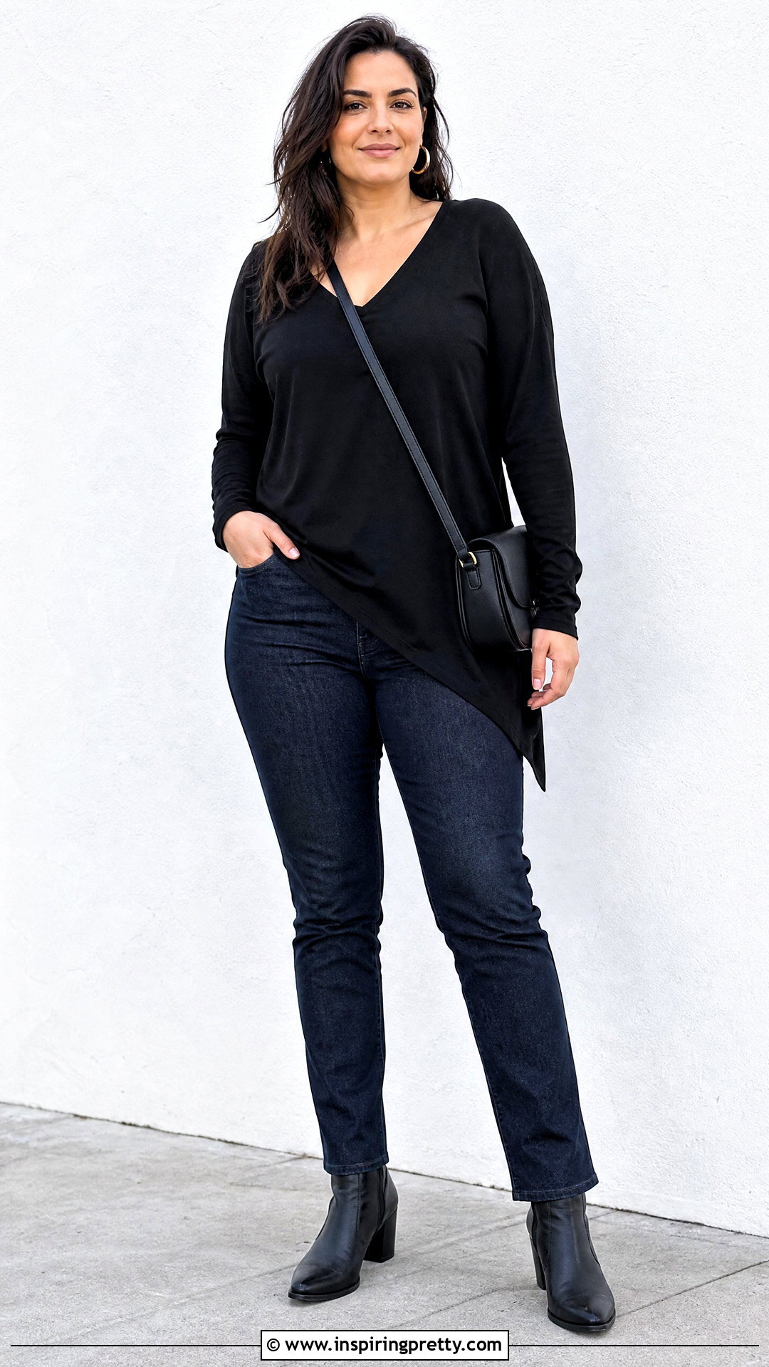 Asymmetrical Hem Top With Skinny Jeans - 50 busty women tops outfit ideas
