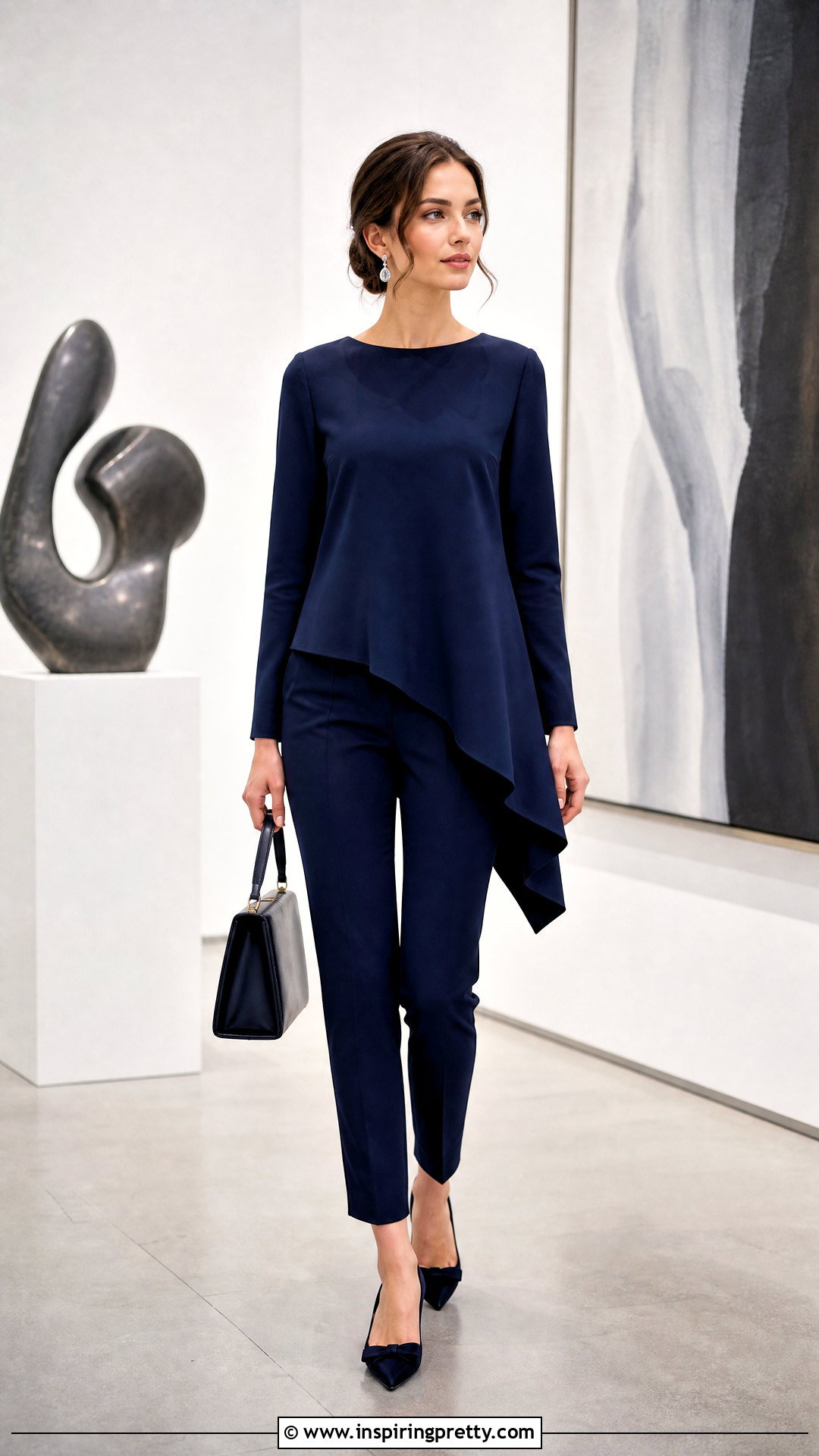 Asymmetrical Hem Top With Slim Pants - 50 top design
