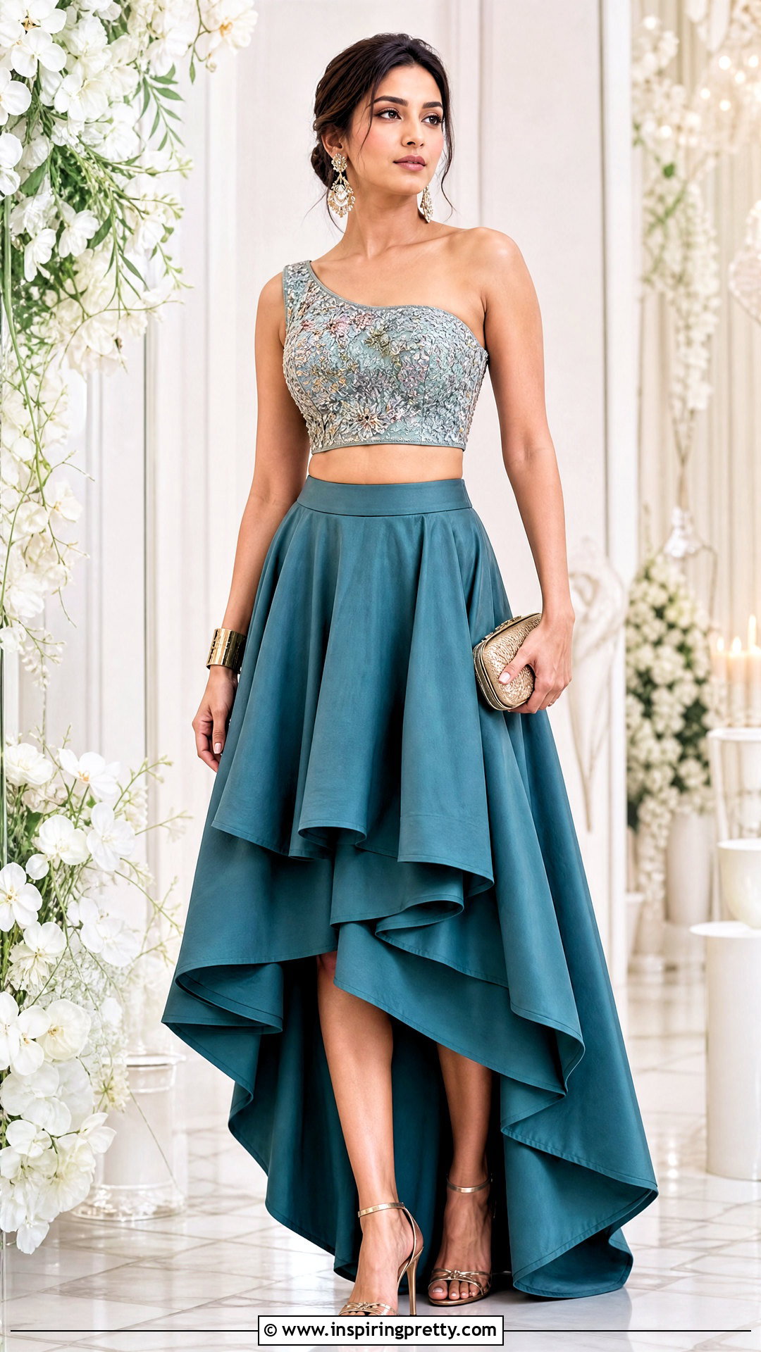 Asymmetrical Indian Skirt And One Shoulder Top Outfit - 50 indian skirt and top outfits
