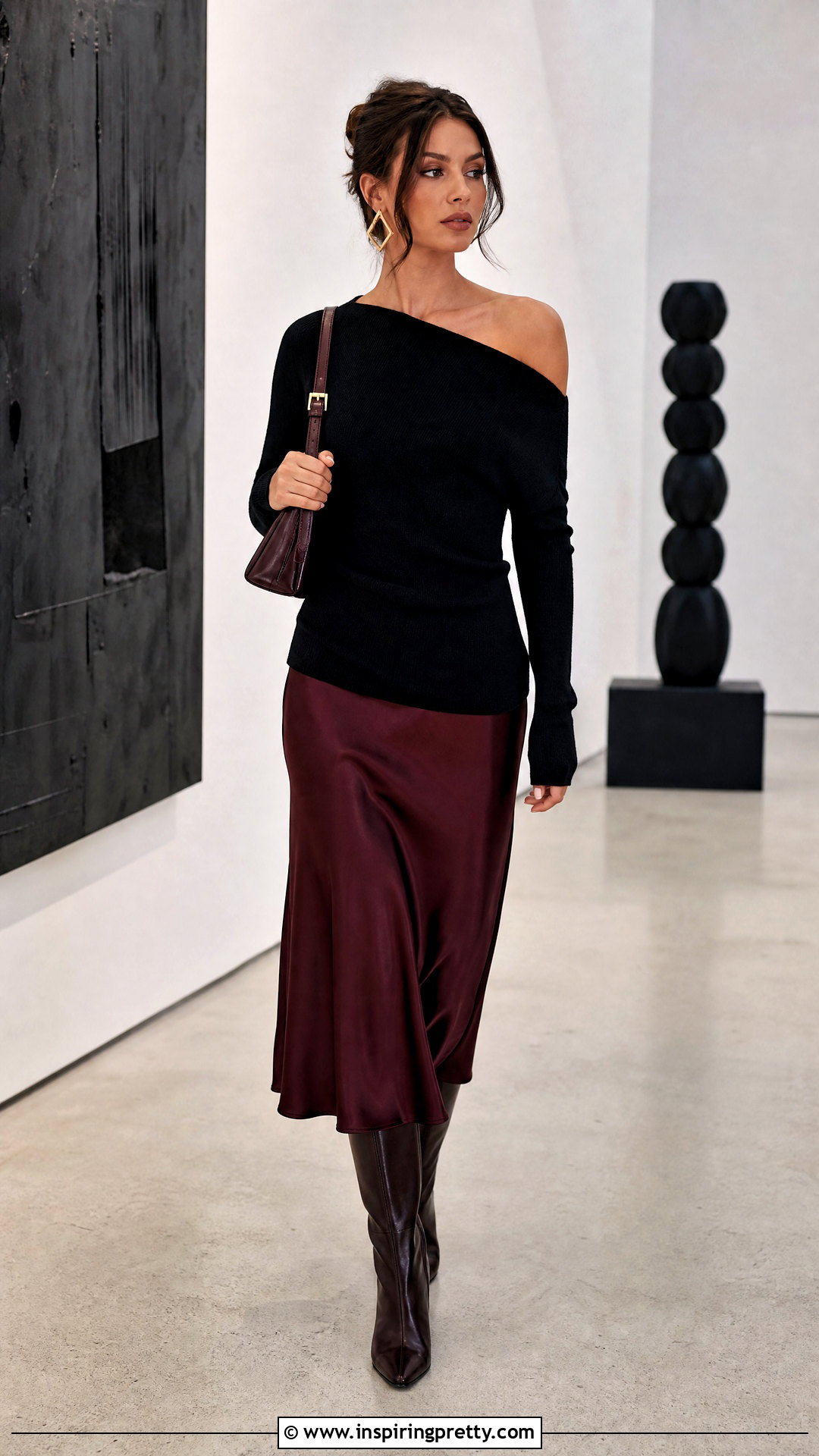 Asymmetrical Knit Top With Midi Skirt - 50 tops for broad shoulders for women
