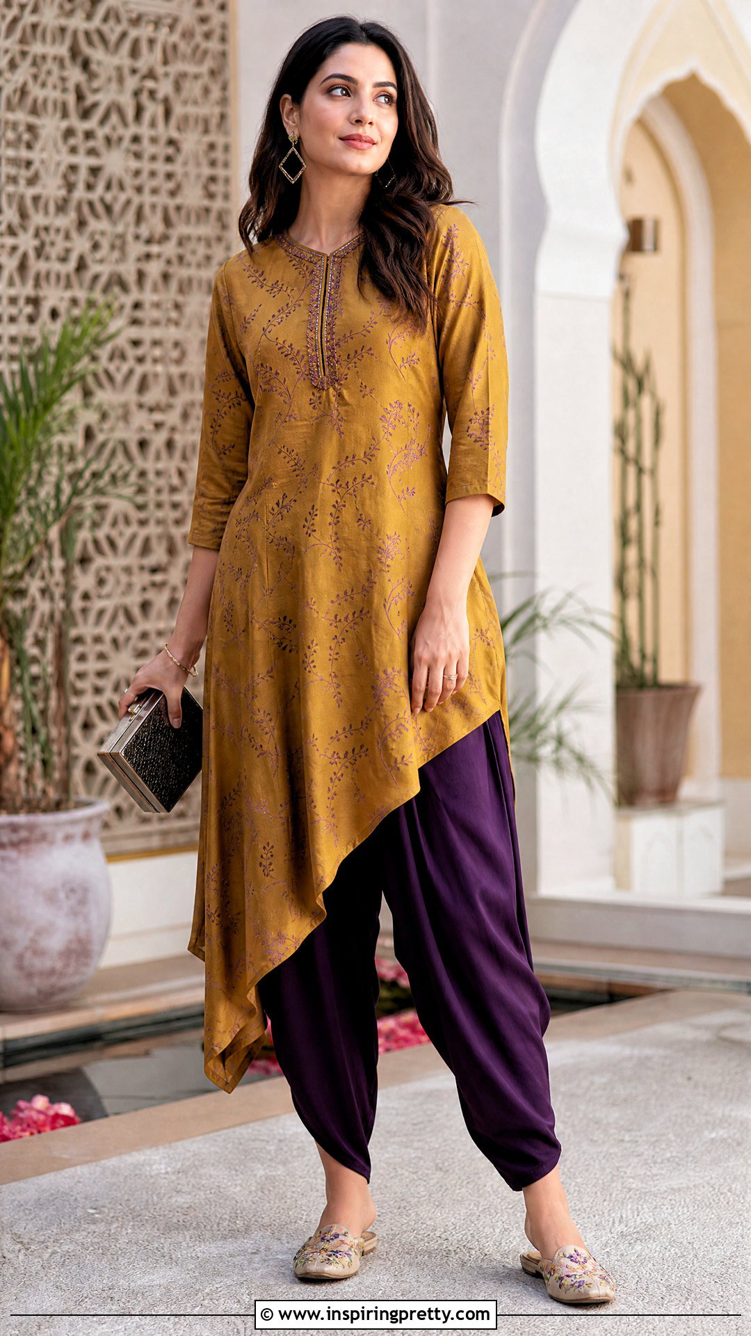 Asymmetrical Kurti With Dhoti Pants - 50 traditional tops for women