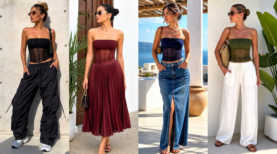 25 Asymmetrical Mesh Tube Top Outfit Ideas for Party Nights